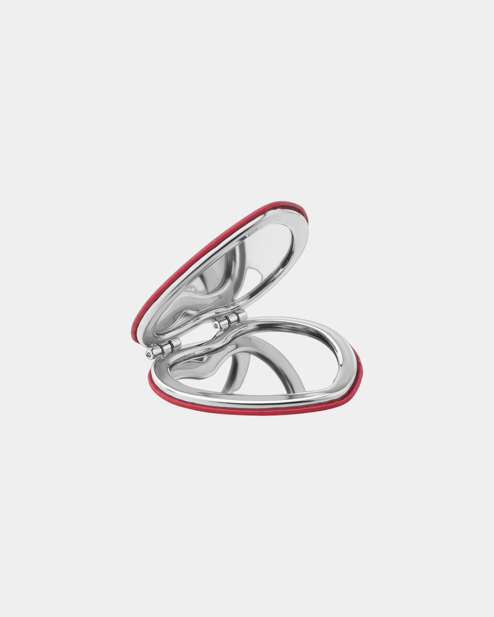 Custom heart-shaped PU pocket mirror with magnetic close - Red