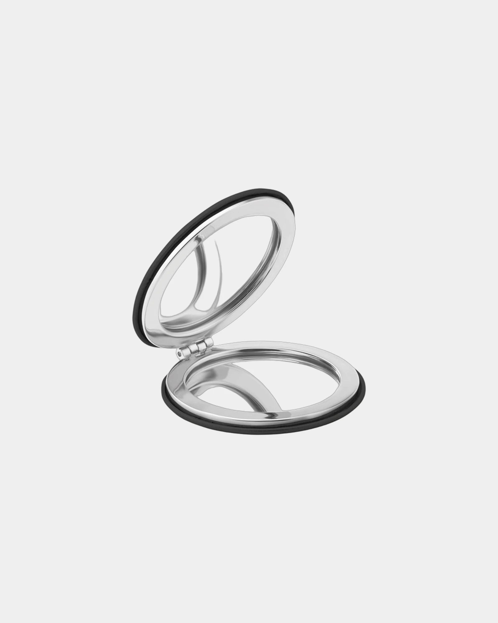 Custom PU round pocket mirror with magnetic closure - Black
