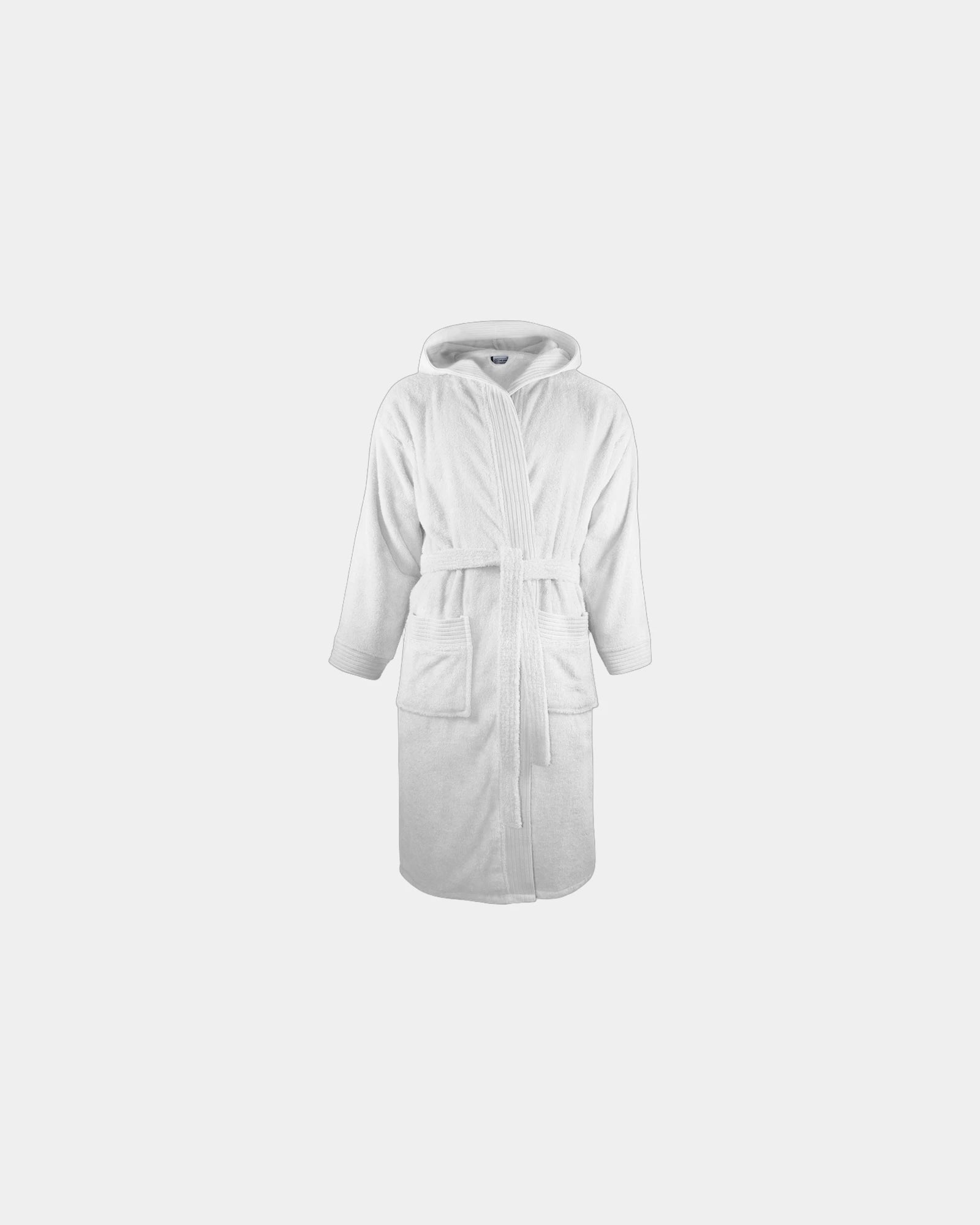 Custom cotton hooded bathrobe 420 gsm terry cloth - White
