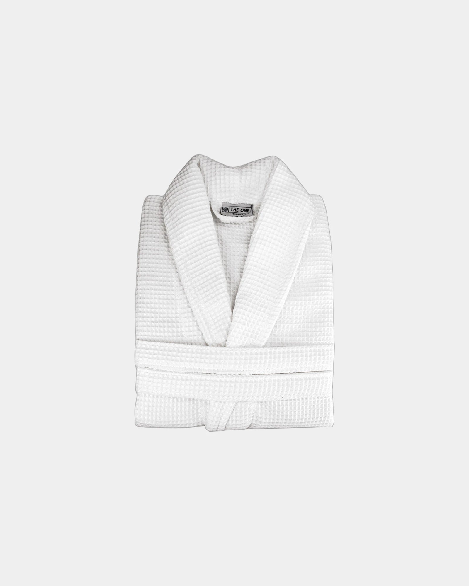 Custom cotton waffle bathrobe for hotels and spas - White