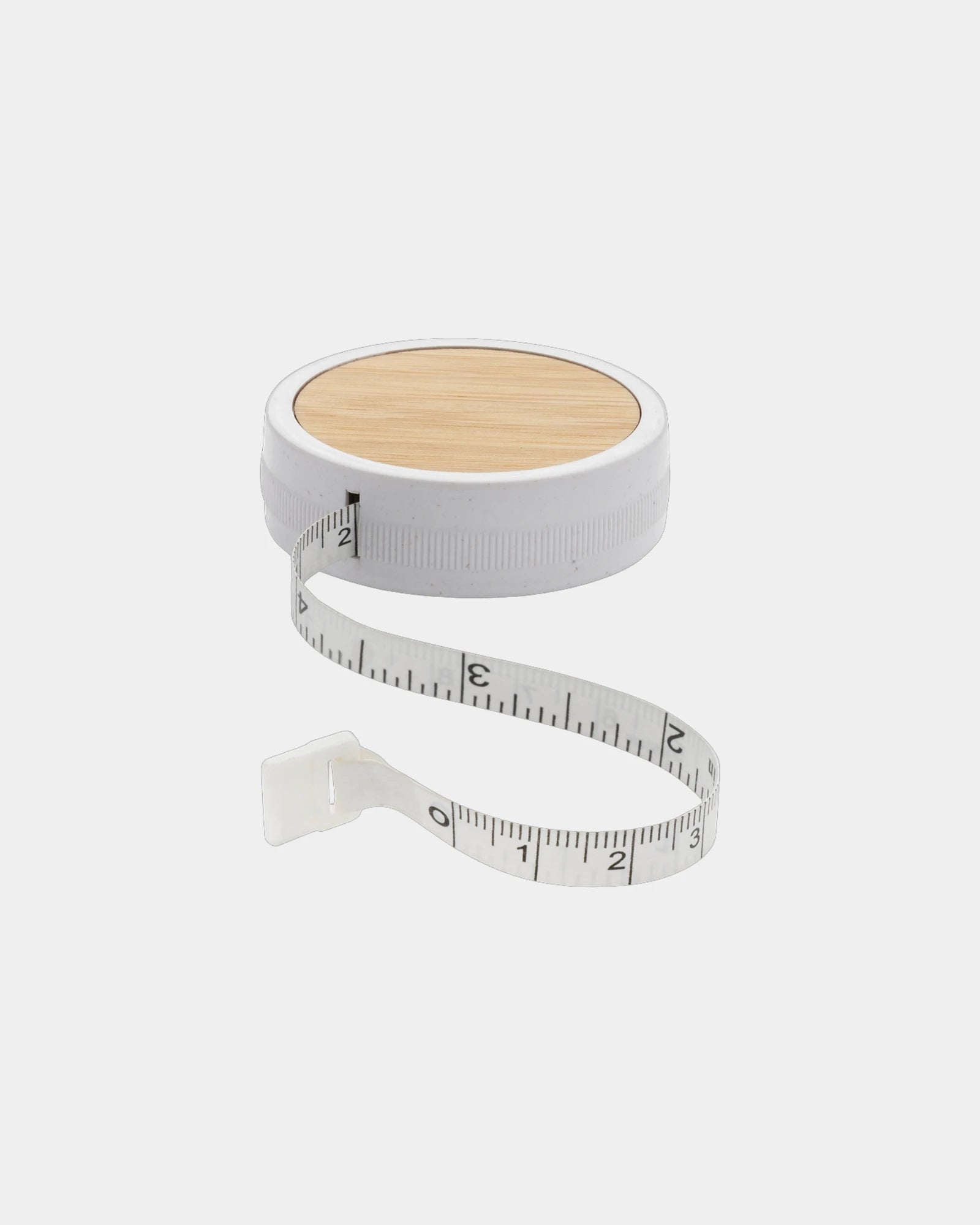 Promotional recycled plastic measuring tape 1.5m - White