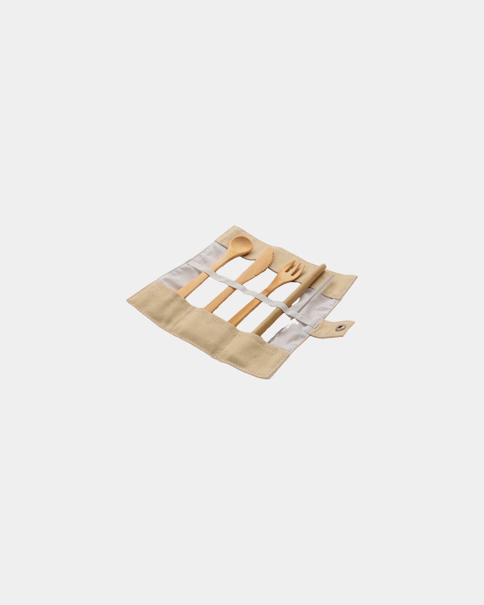 Promotional reusable bamboo cutlery set - White
