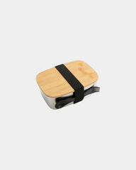 Promotional stainless steel lunch box with bamboo lid - Silver