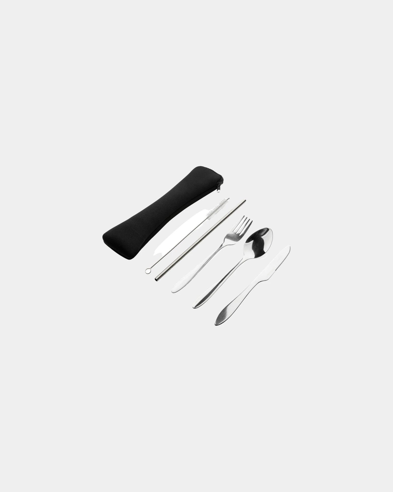Promotional stainless steel reusable cutlery set - Silver