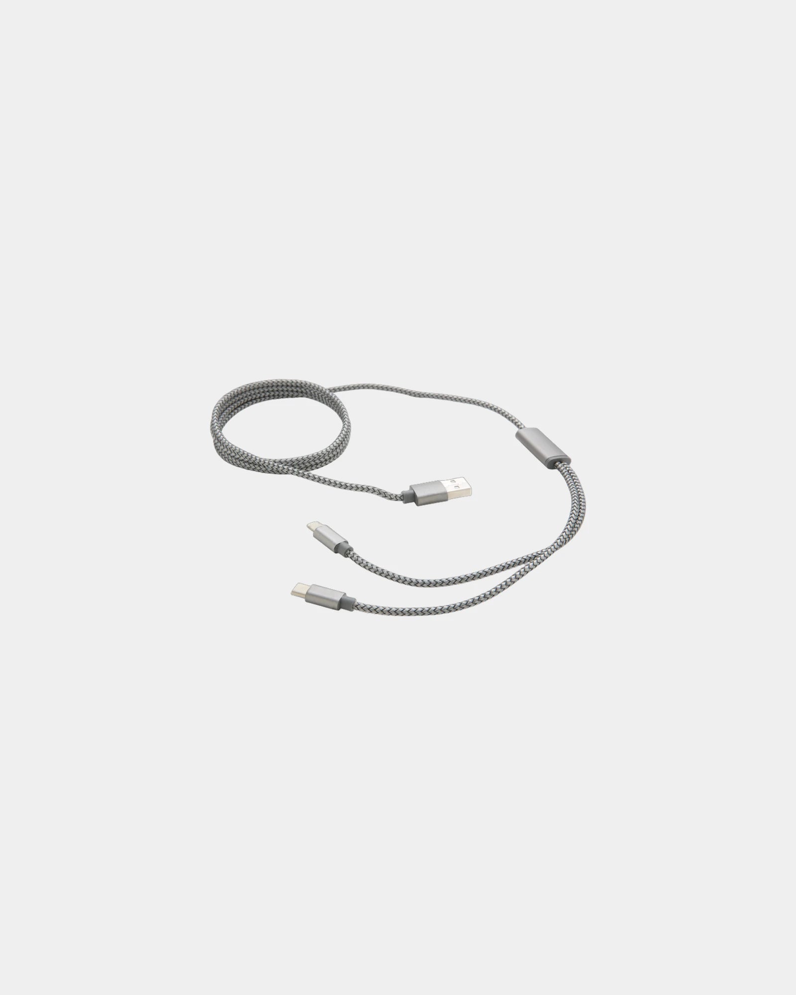 Promotional braided 3-in-1 charging cable - Grey