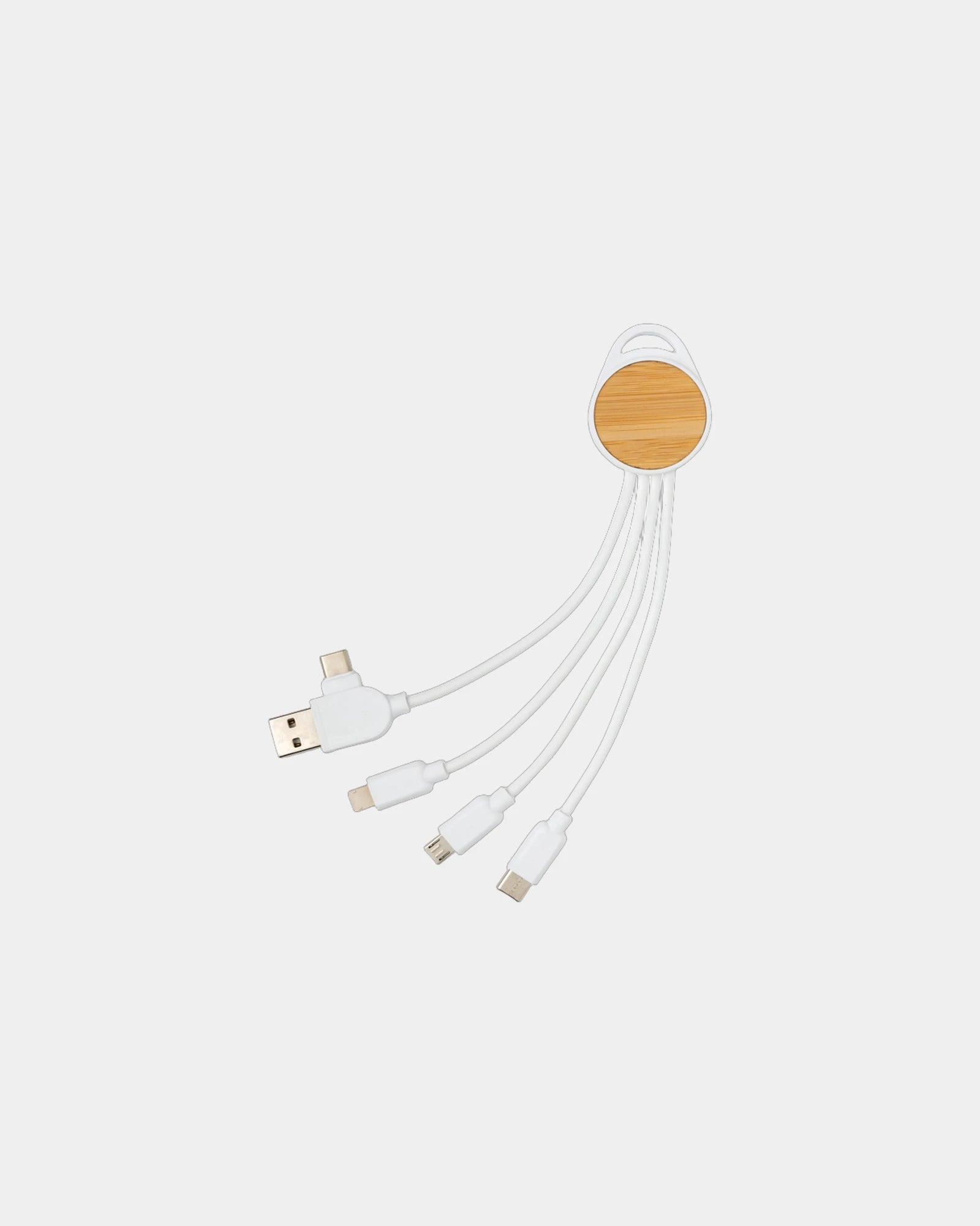 Promotional recycled TPE cable with bamboo casing - White
