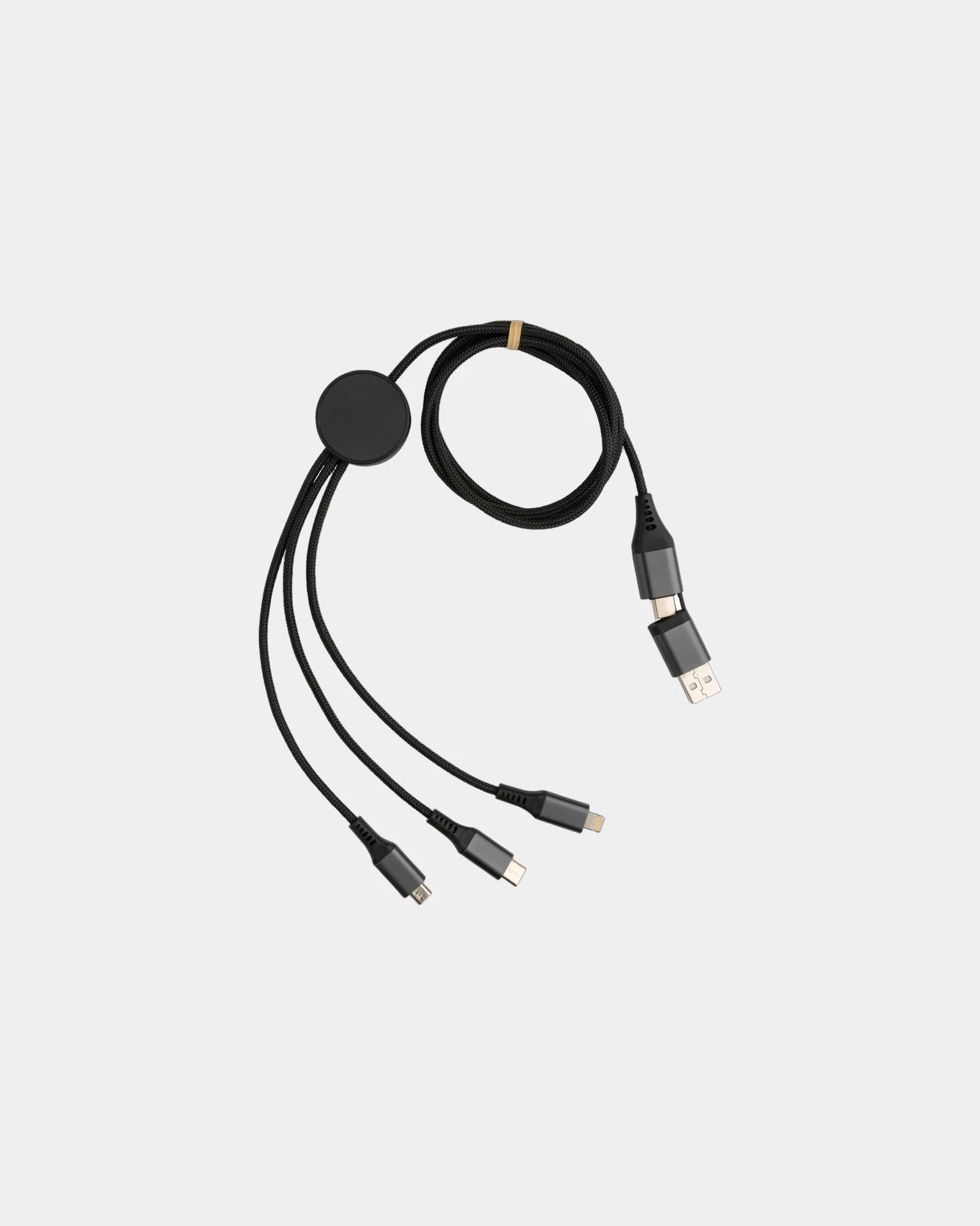 Promotional recycled aluminum 6-in-1 charging cable - Grey