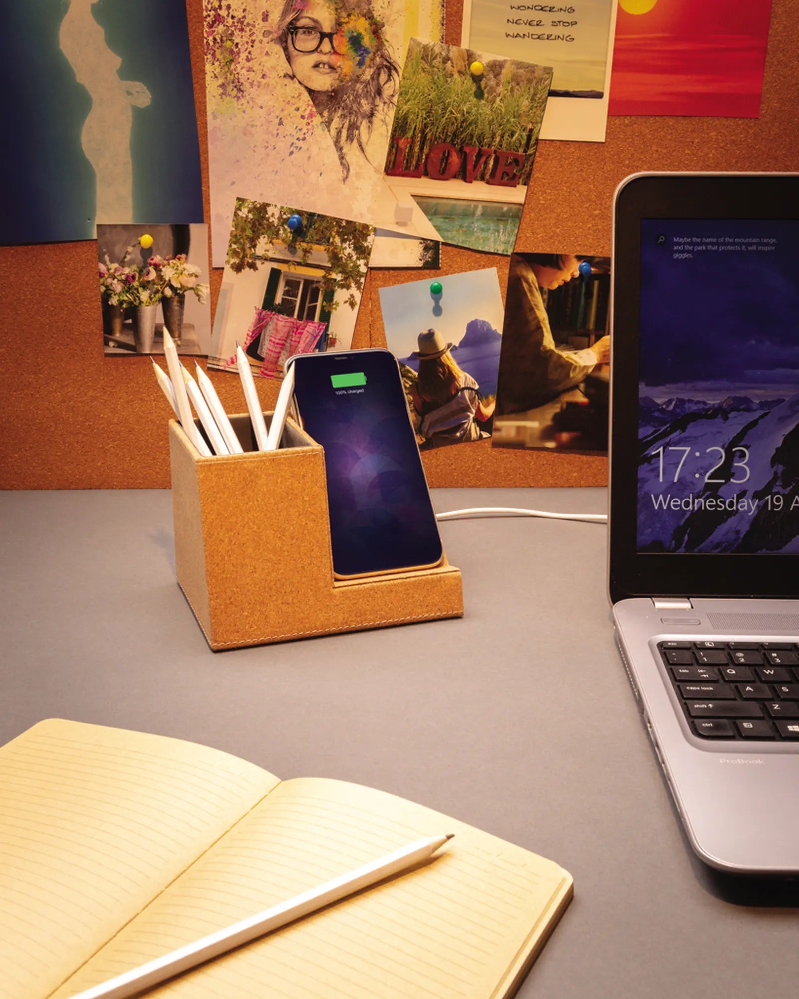 Promotional cork wireless charger with pen holder - 8