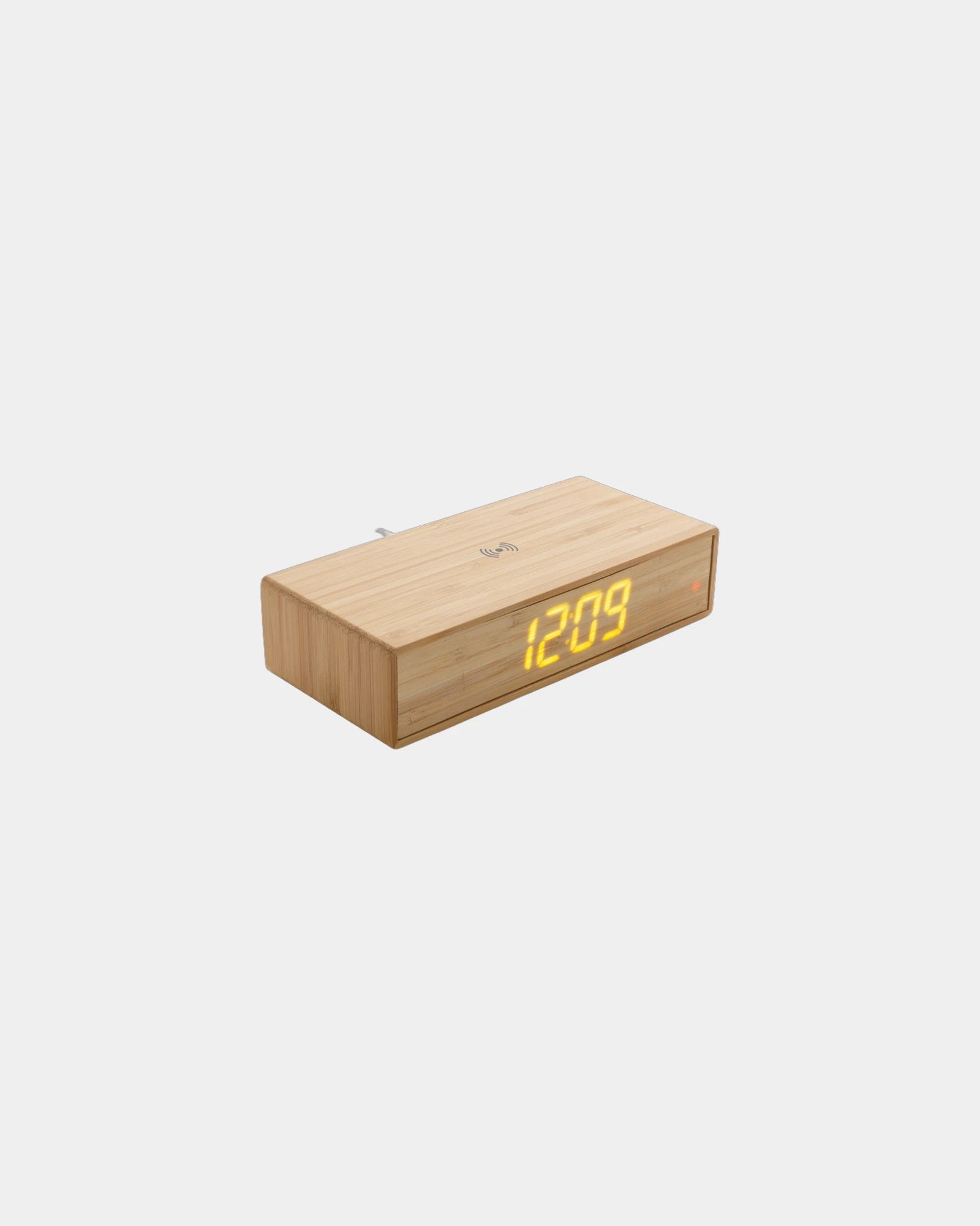 Promotional bamboo wireless charger clock 5W - Brown
