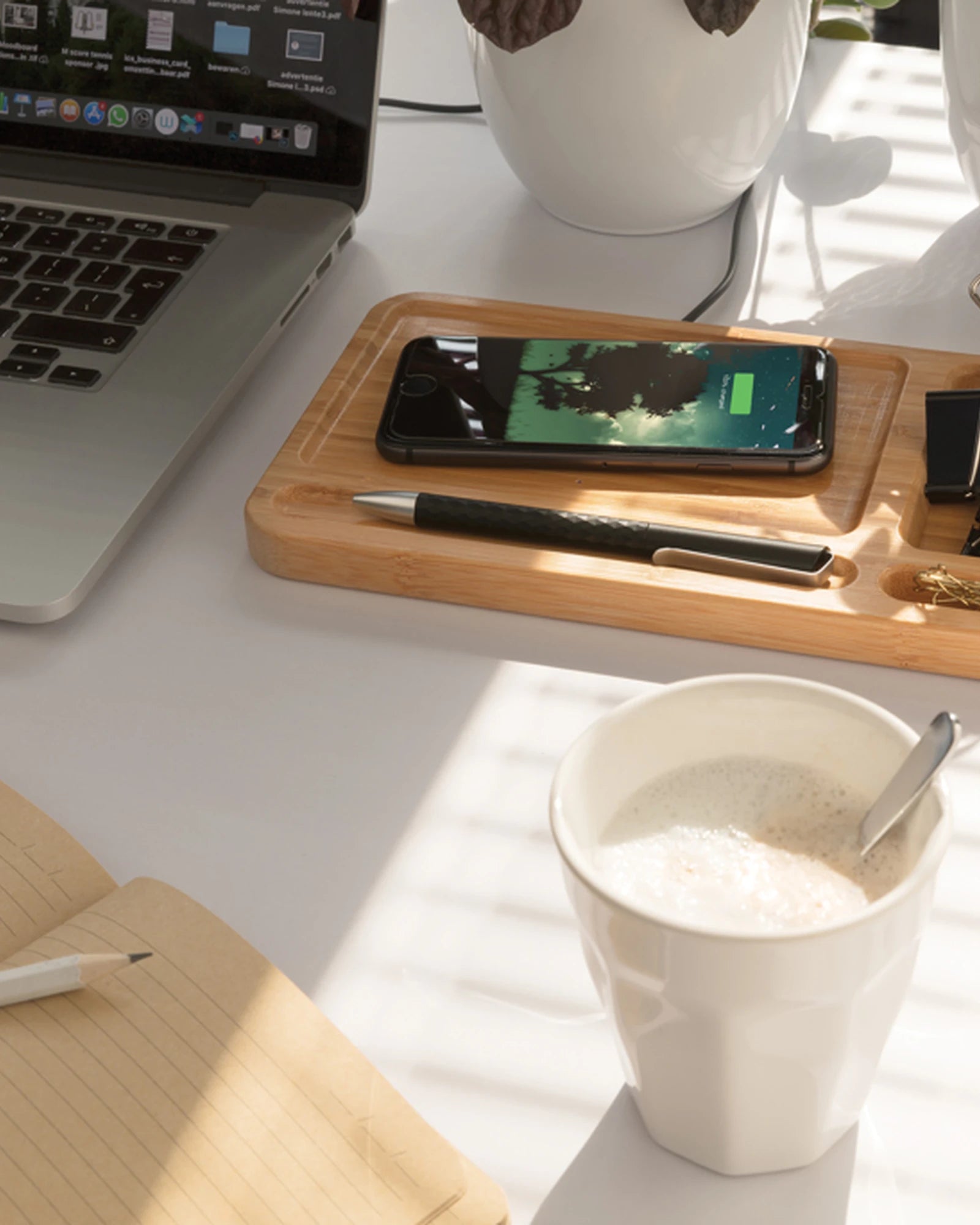 Custom bamboo organizer with 10W wireless charger - 4