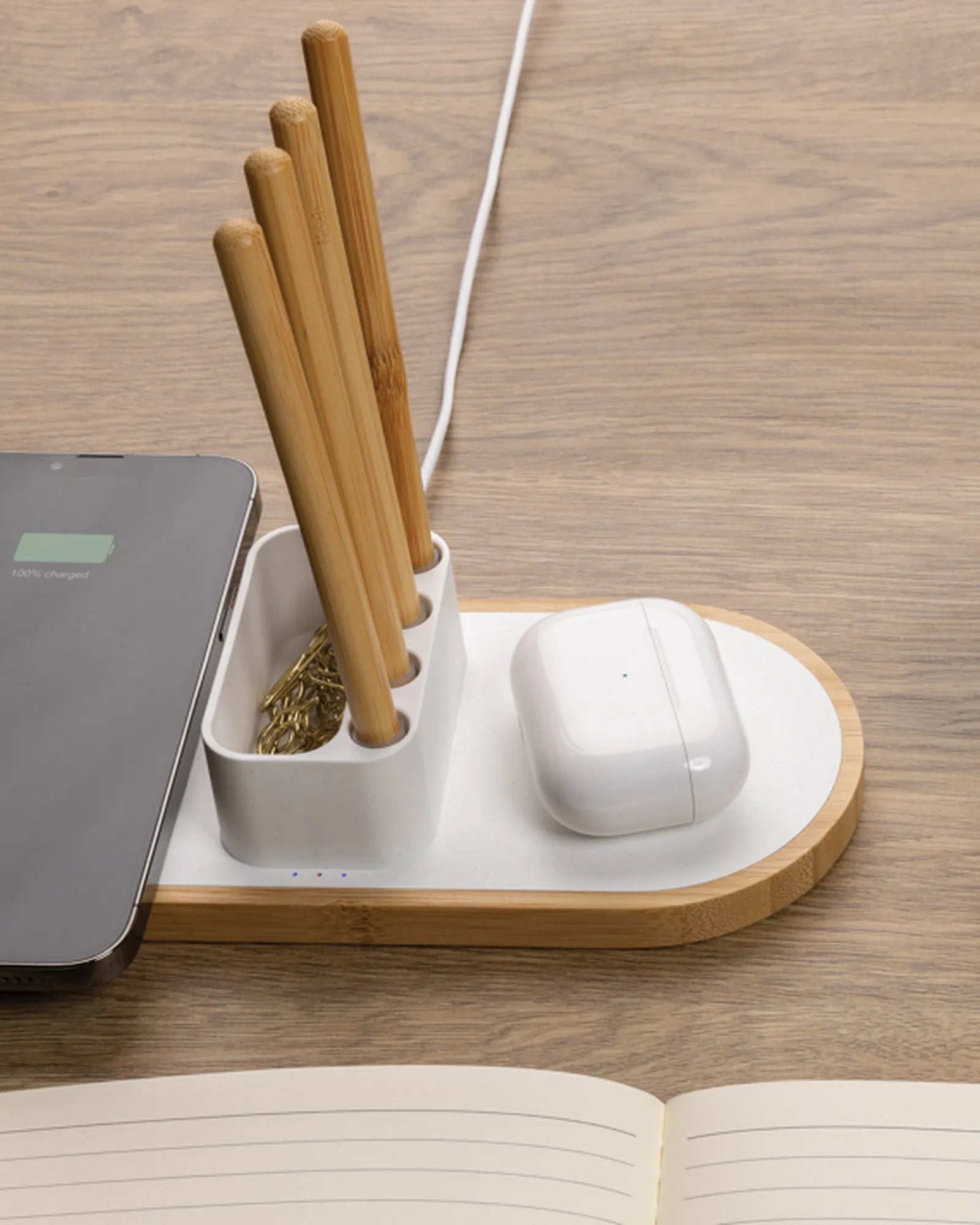Custom recycled plastic bamboo wireless charger - 8