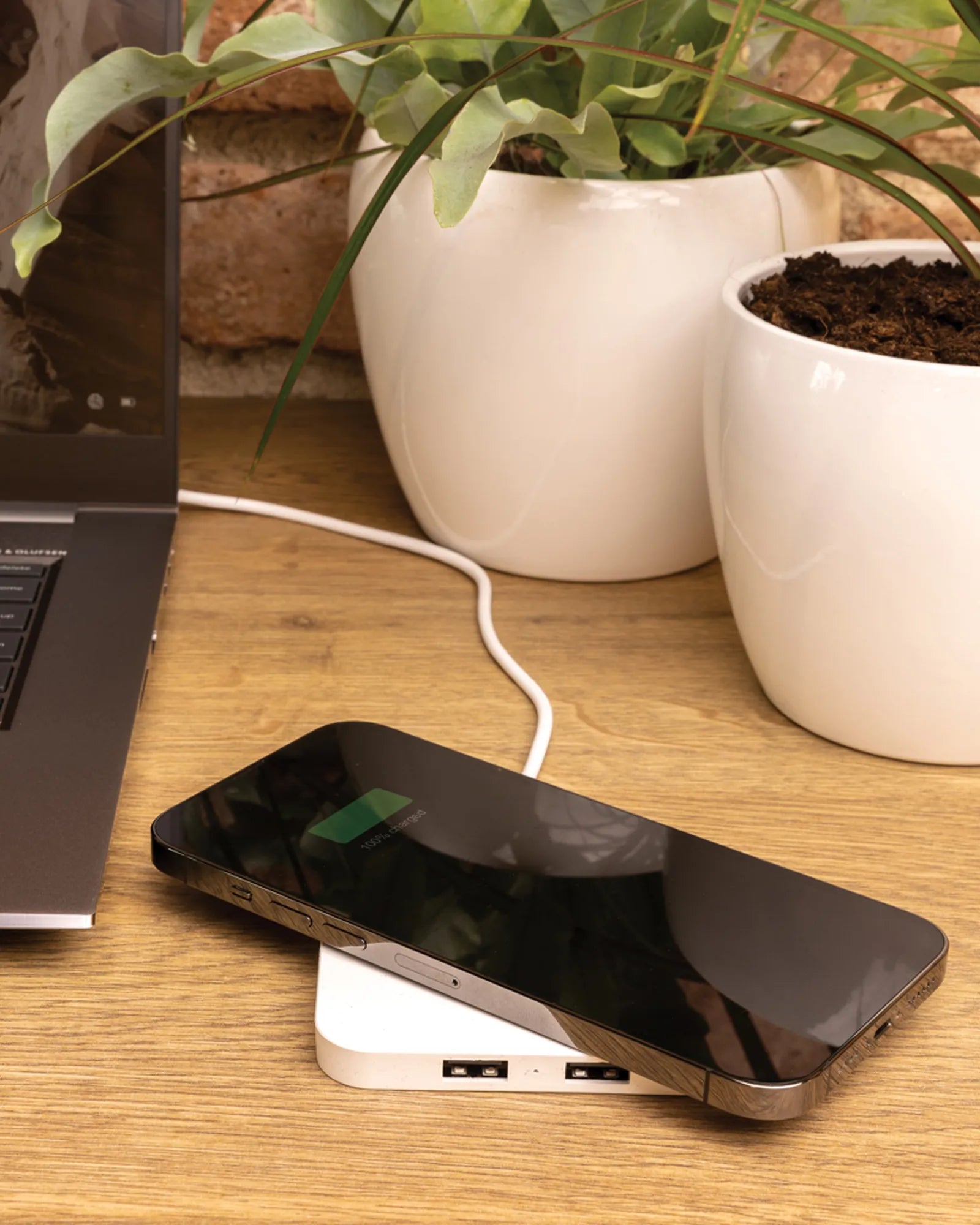 Promotional recycled ABS wireless charger with USB ports - 5
