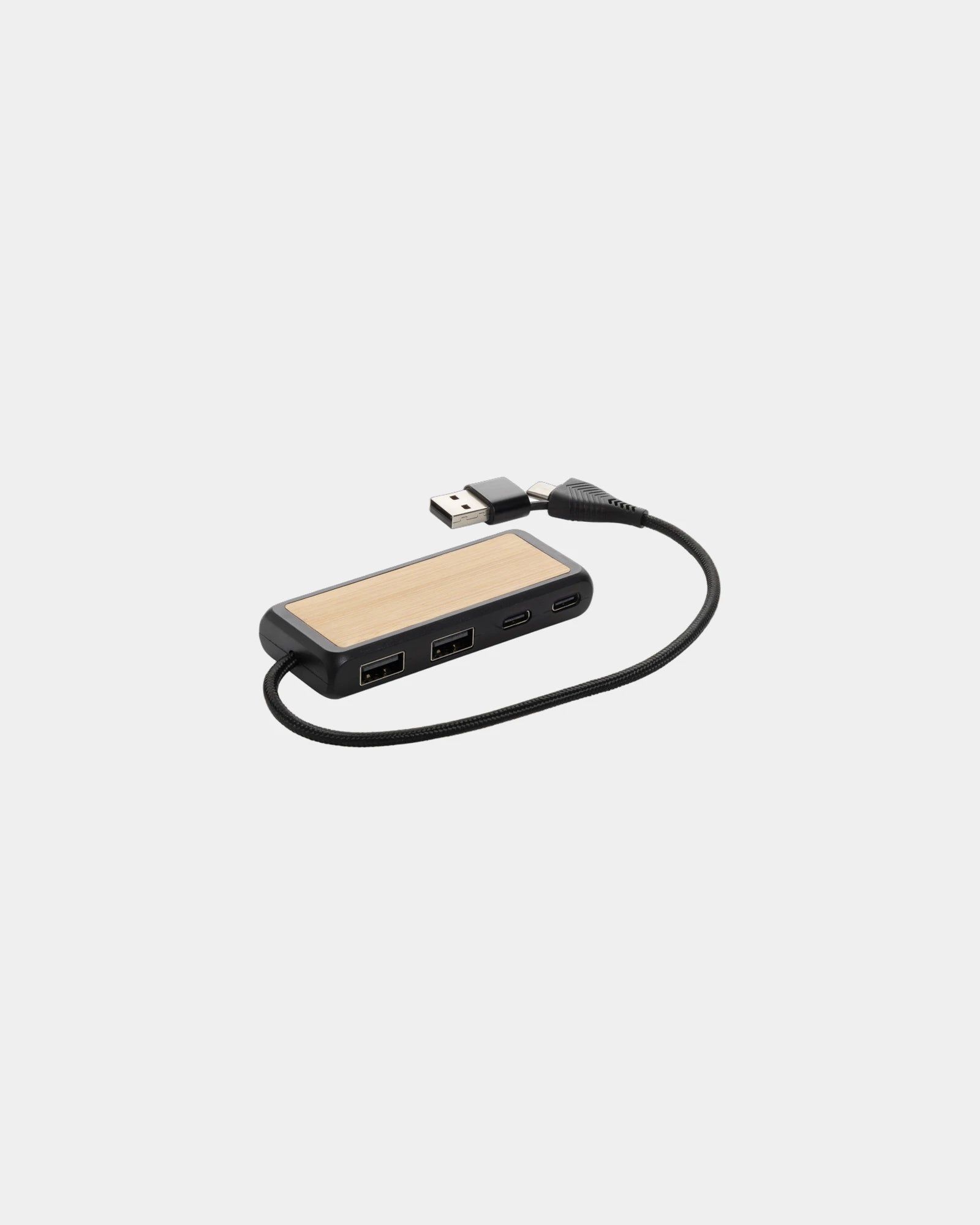 Custom eco-friendly USB hub with bamboo and ABS - Black