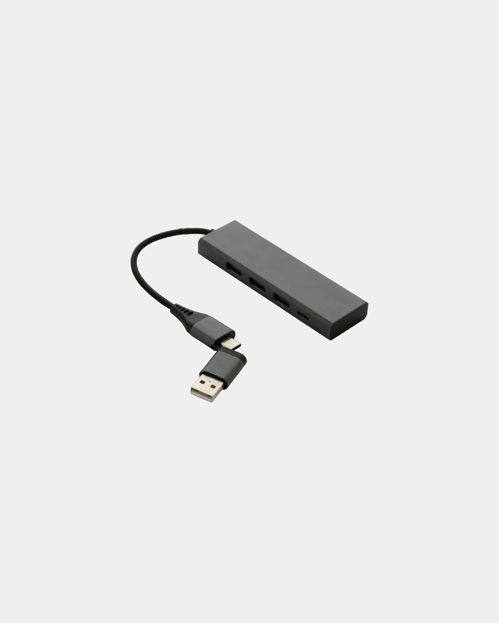 Promotional recycled aluminum USB hub with 3 ports - Grey