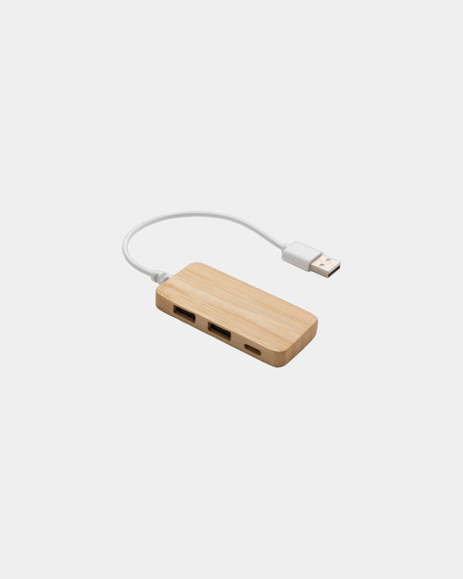 Custom bamboo USB hub with Type C - Brown