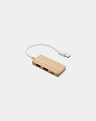 Custom bamboo USB hub with Type C - Brown