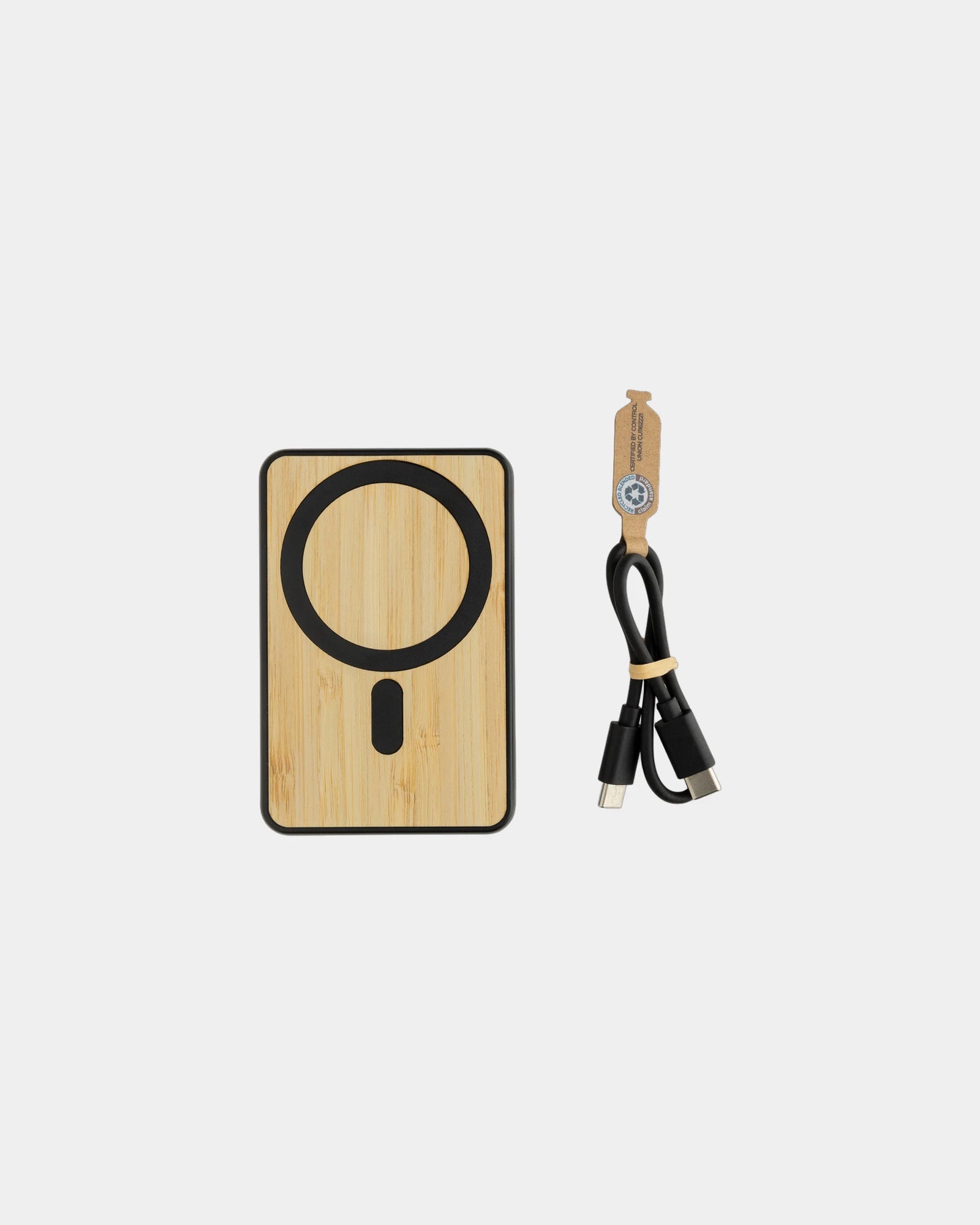 Custom bamboo power bank 5000mAh with ABS case - Black