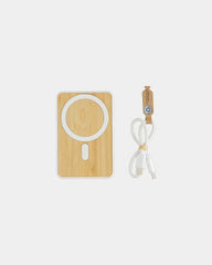 Custom bamboo power bank 5000mAh with ABS case - White