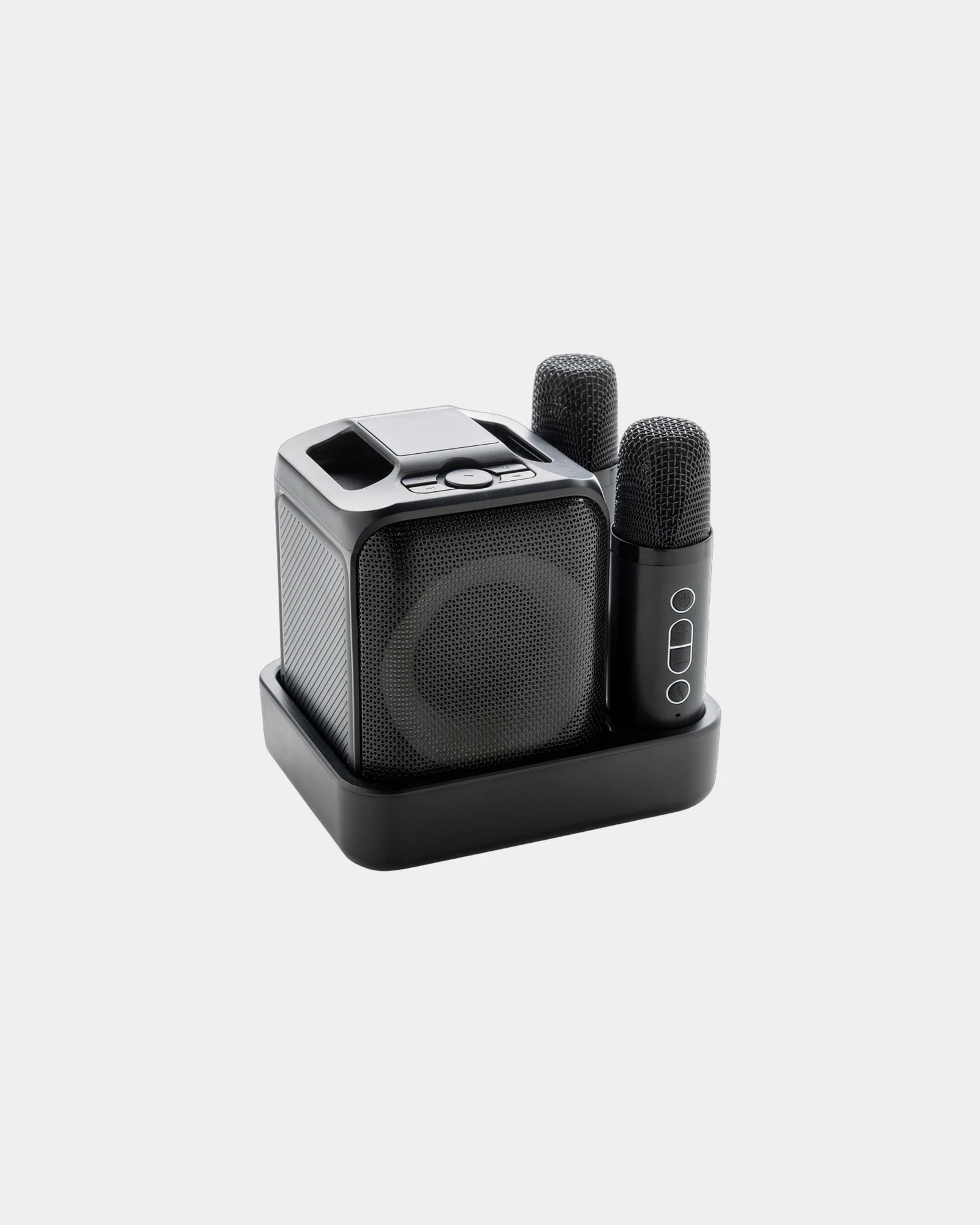 Promotional recycled audio speaker with dual microphones - Black