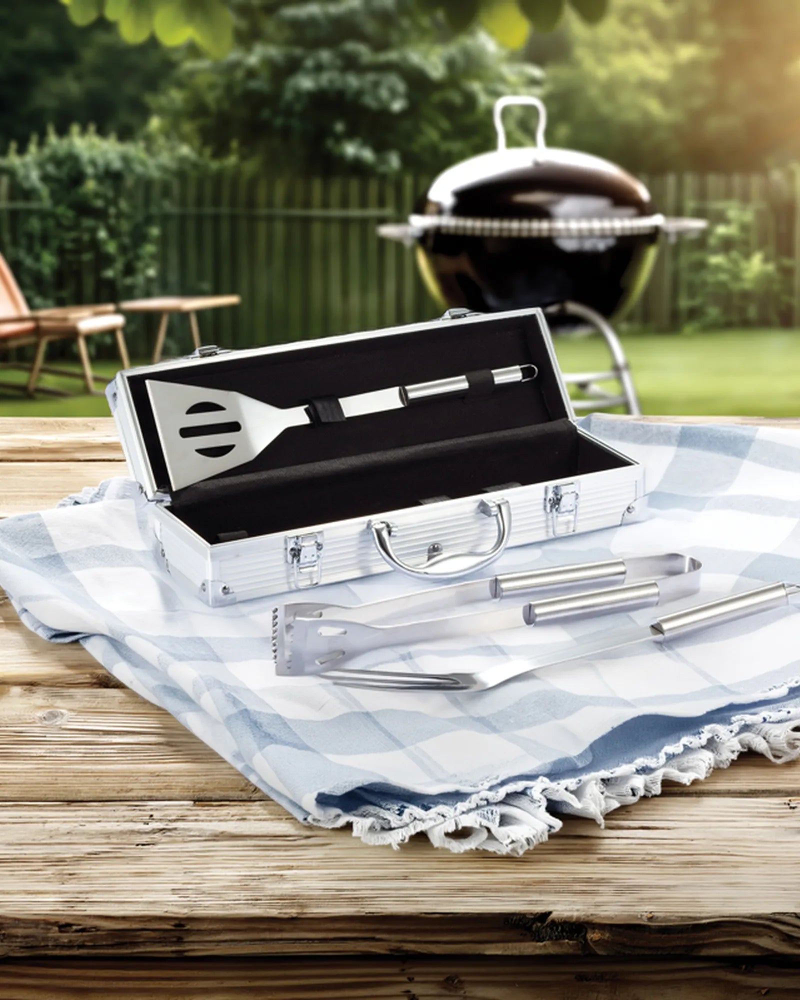 Promotional stainless steel barbecue set in aluminum case - 3