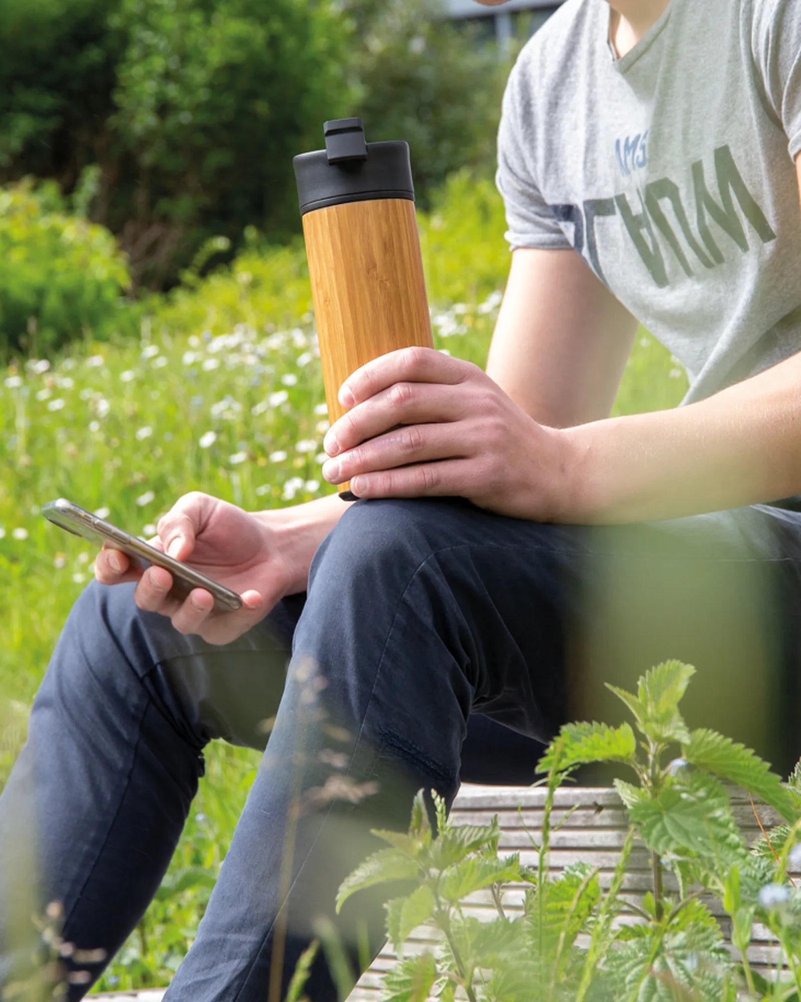 Promotional bamboo insulated mug 450ml - 8
