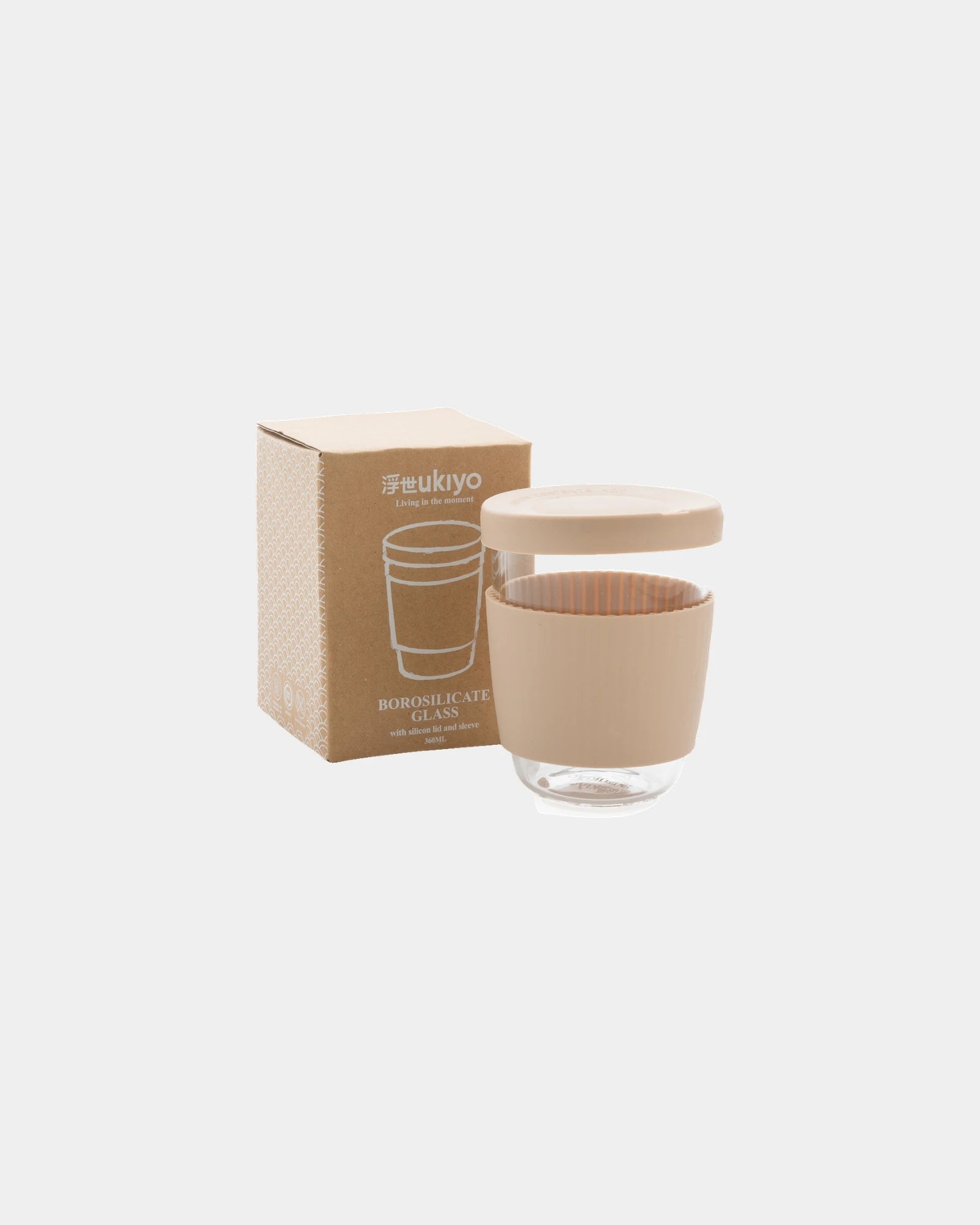Promotional 360ml borosilicate glass with silicone sleeve