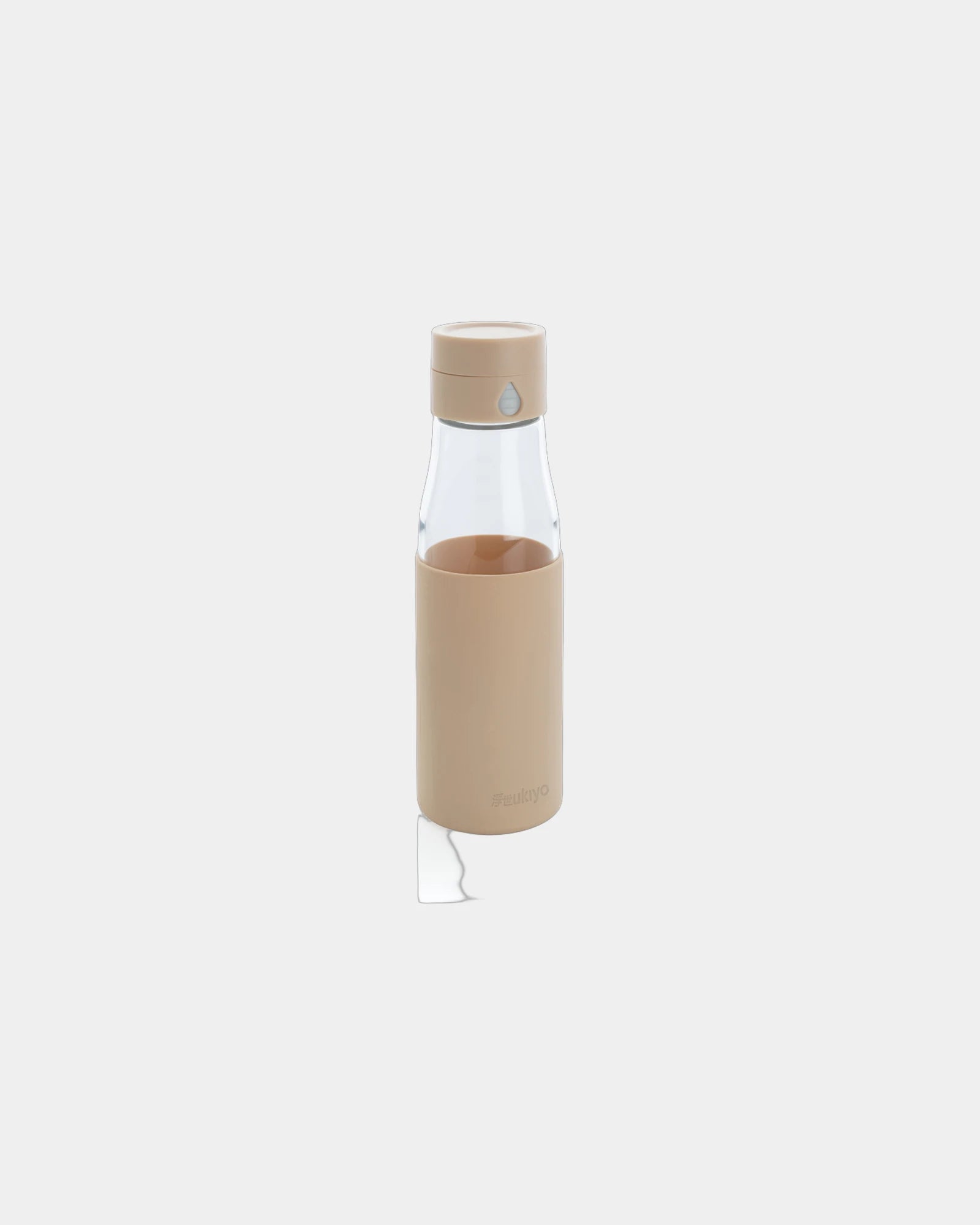 Promotional glass water bottle 600ml Ukiyo - Brown