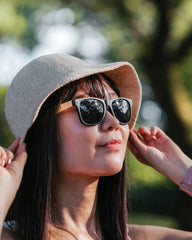 Promotional recycled plastic sunglasses with bamboo - 5