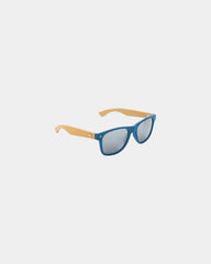 Promotional recycled plastic sunglasses with bamboo - Blue