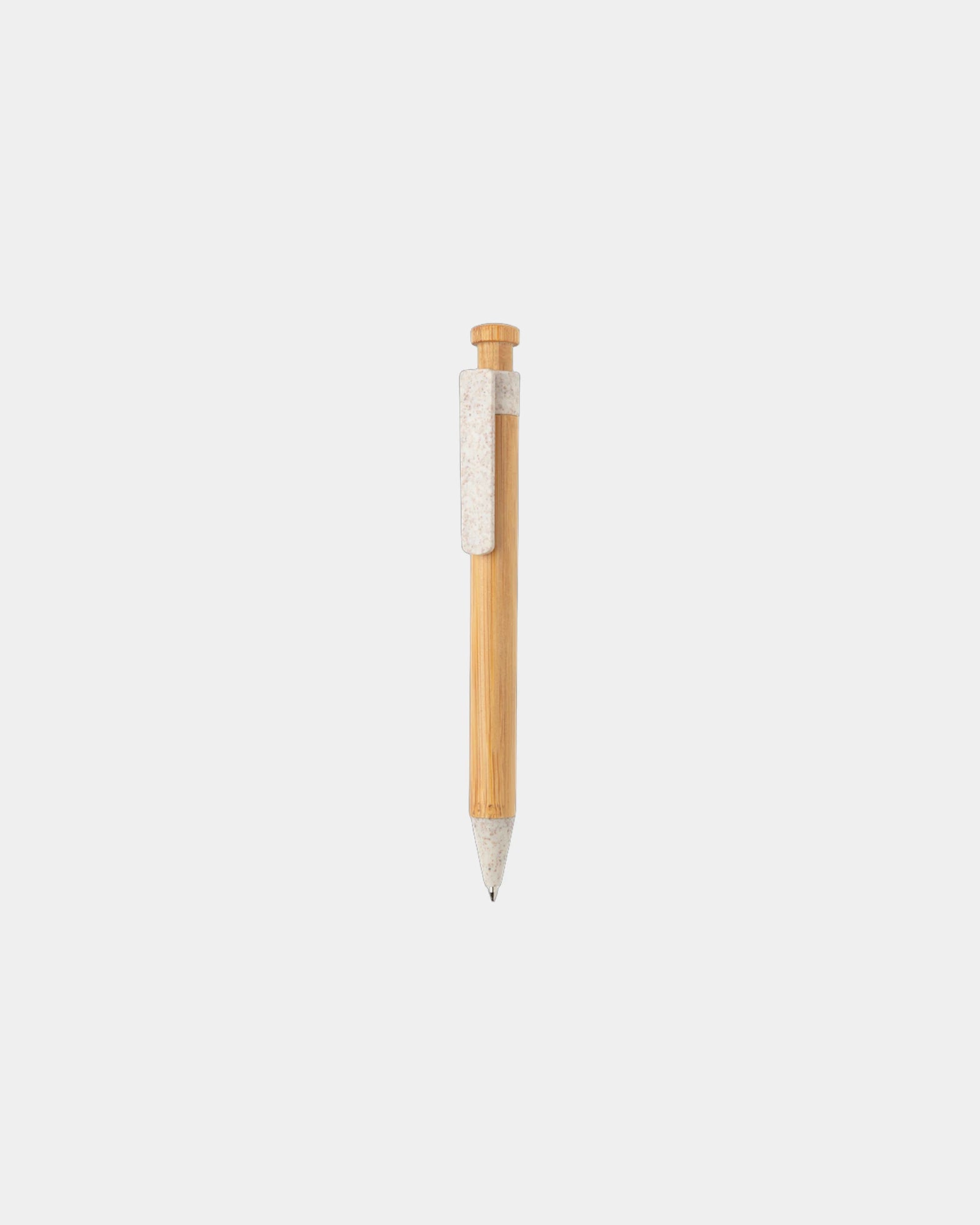 Promotional bamboo pen with wheat straw clip - White