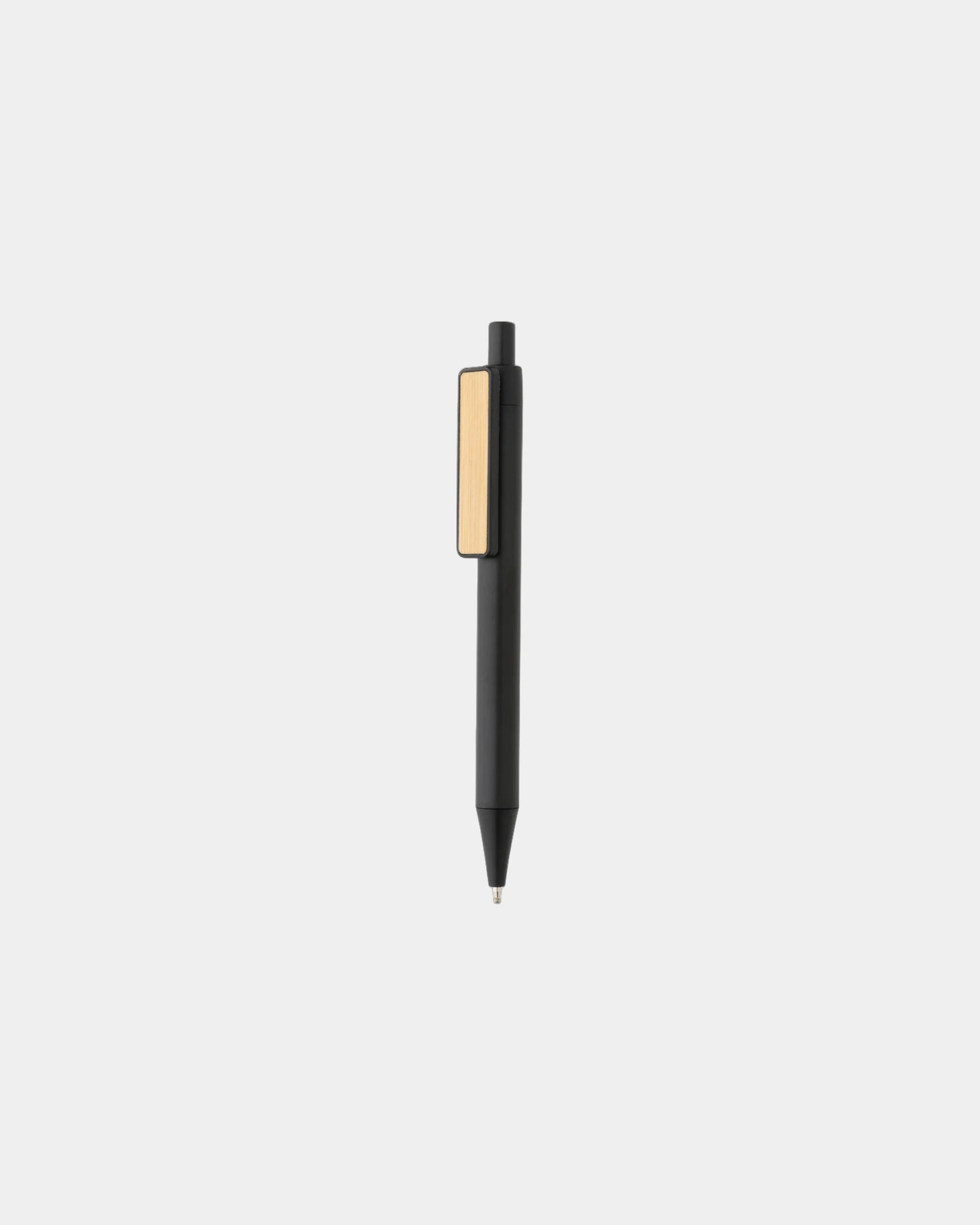 Promotional recycled ABS pen with bamboo clip - Black