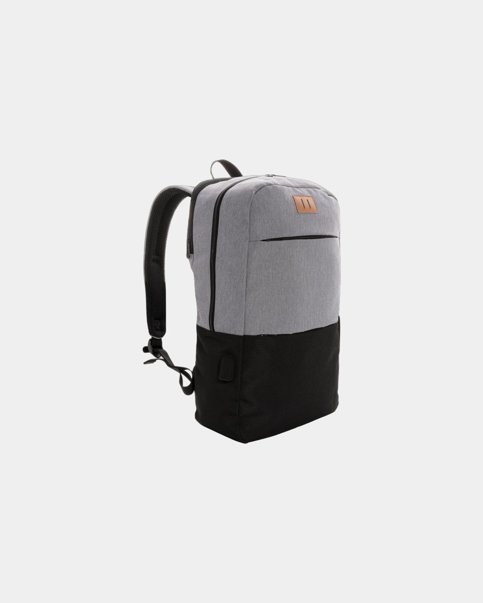 Promotional polyester backpack with USB and anti RFID - Black