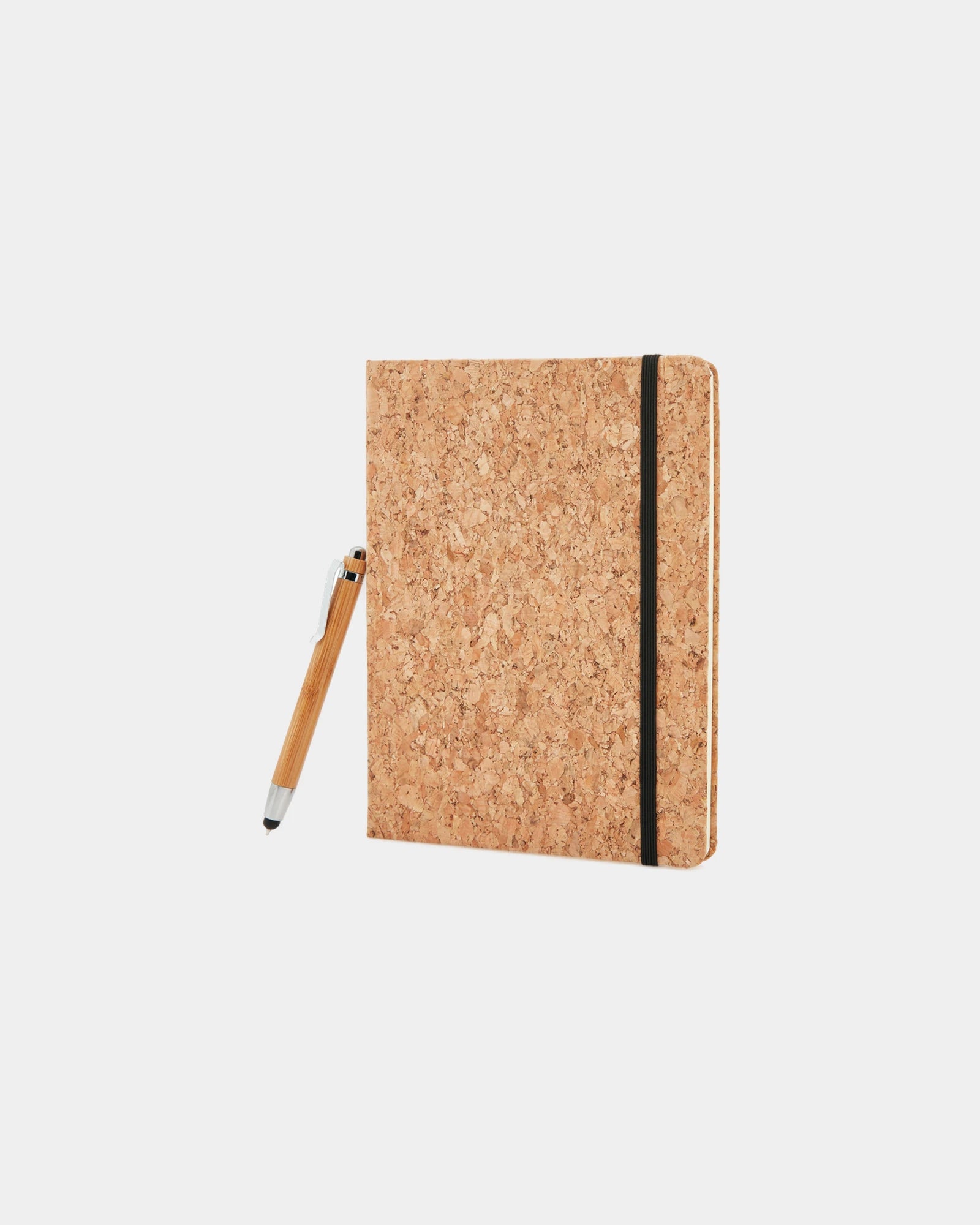 Promotional cork notebook with bamboo pen - Brown