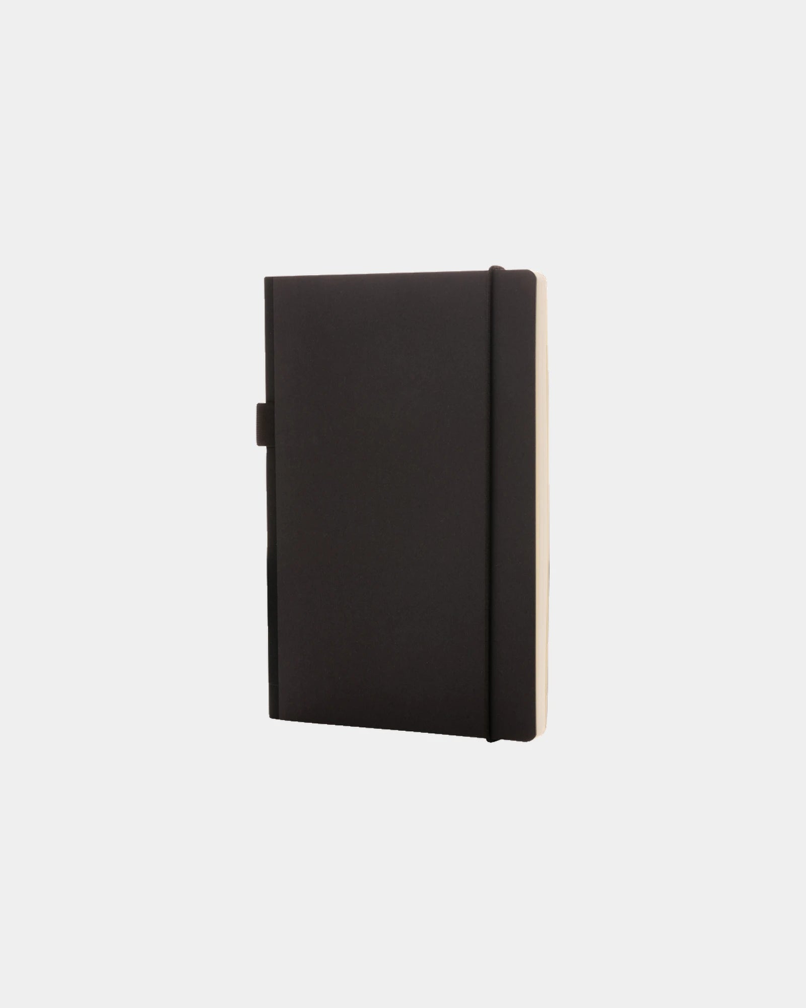Promotional FSC certified A5 notebook with elastic pen loop - Black