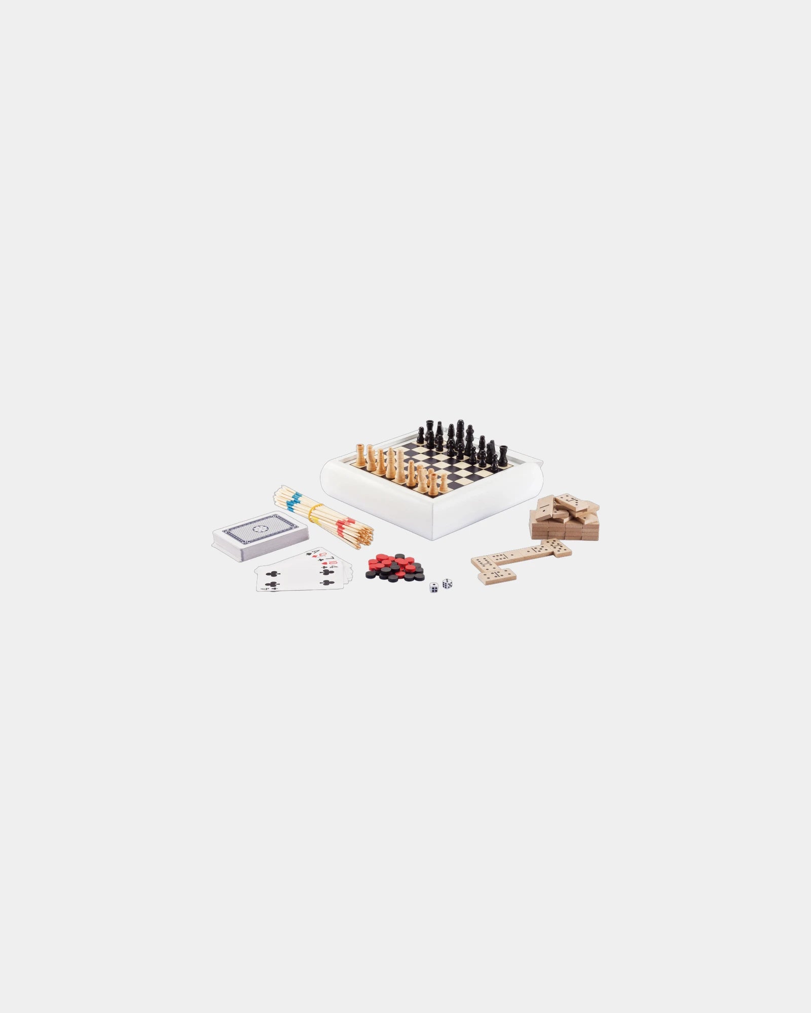 Promotional FSC wood 5-in-1 game set - White