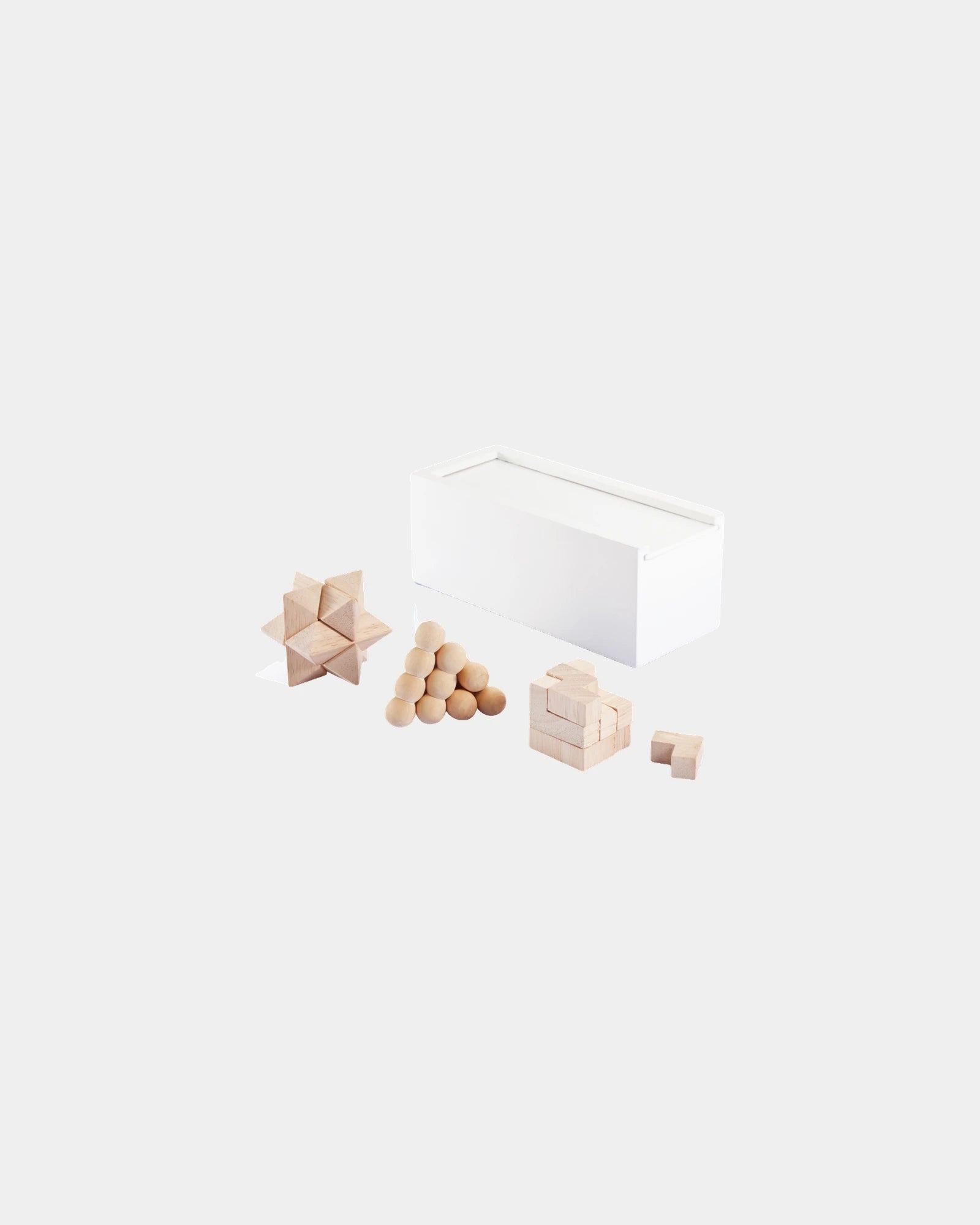 Promotional wooden puzzle set 3 pieces - White