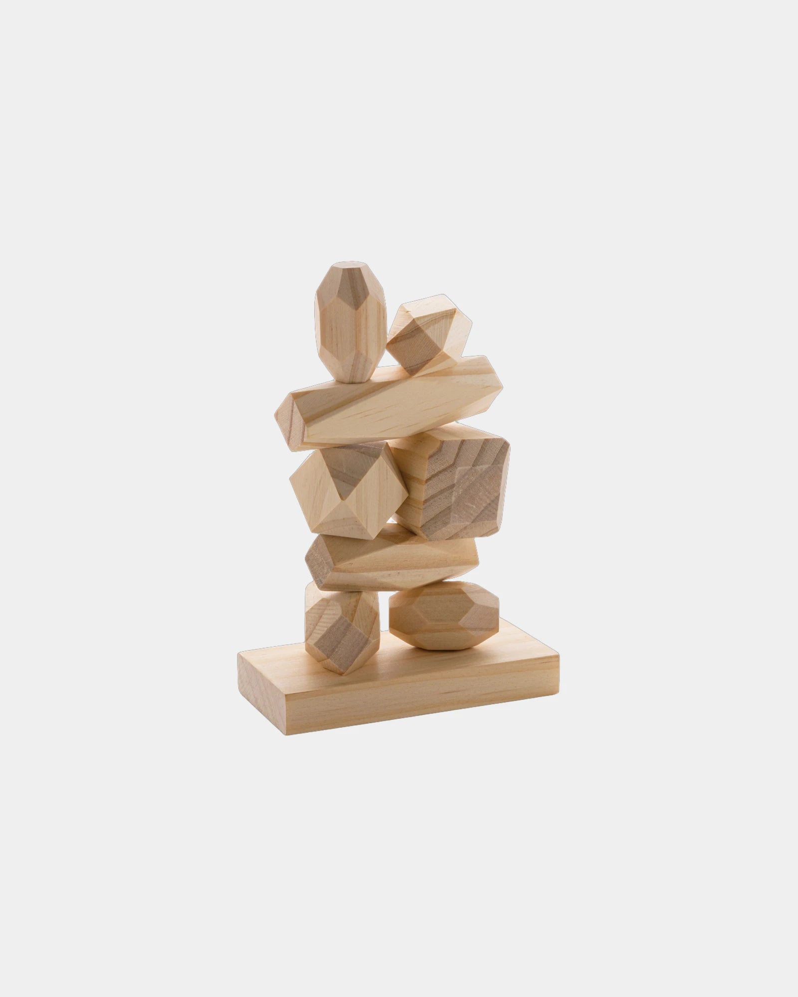 Promotional wooden balance stones in recycled pouch - Brown