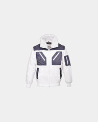 Promotional waterproof pilot jacket with removable sleeves - White