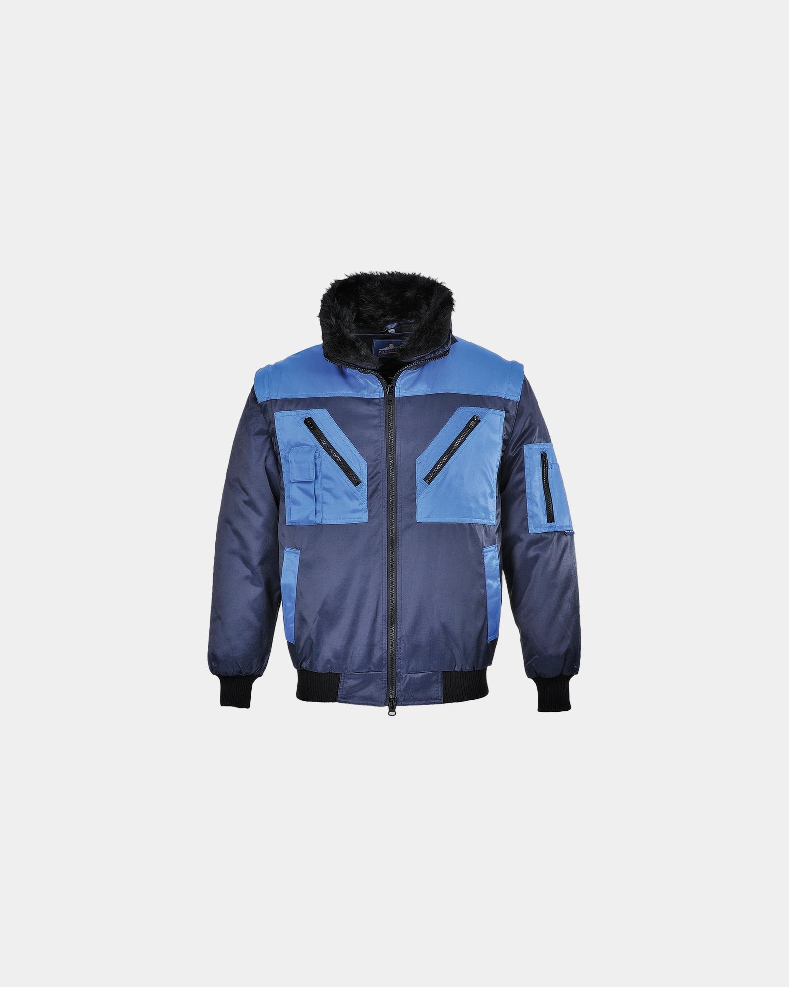 Promotional waterproof pilot jacket with removable sleeves - Navy