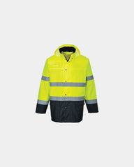 Promotional Hi-Vis rain jacket for safety and visibility - Yellow-Navy