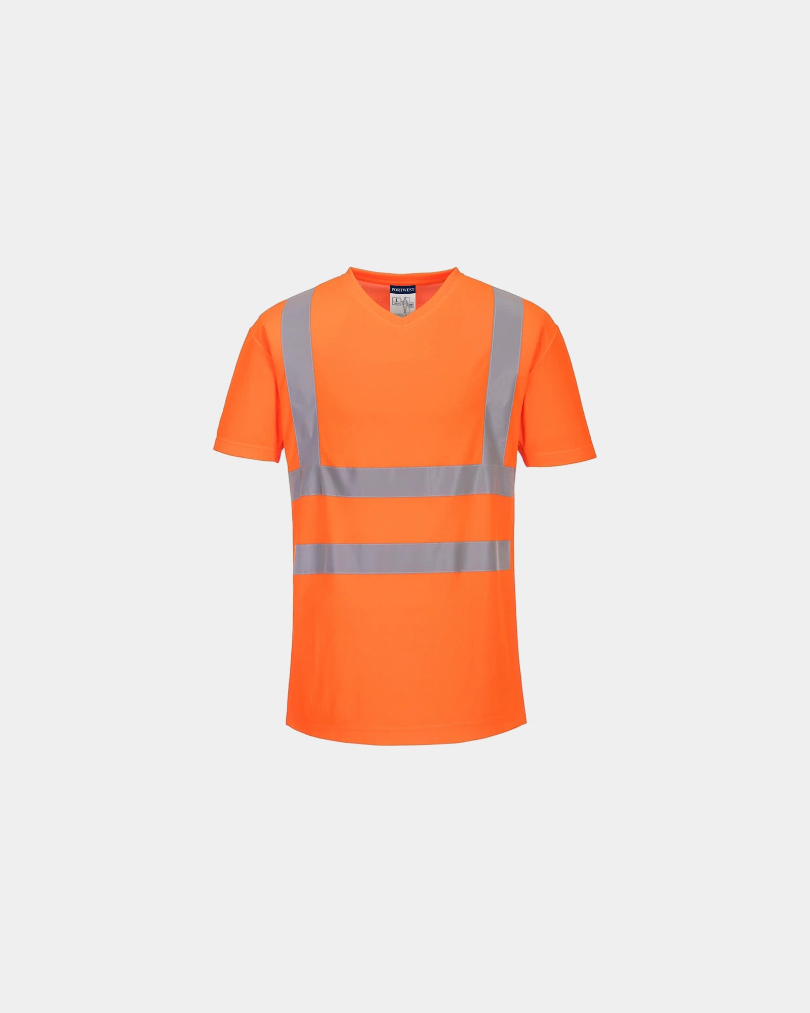 Promotional breathable cotton V-neck T-shirt - Orange