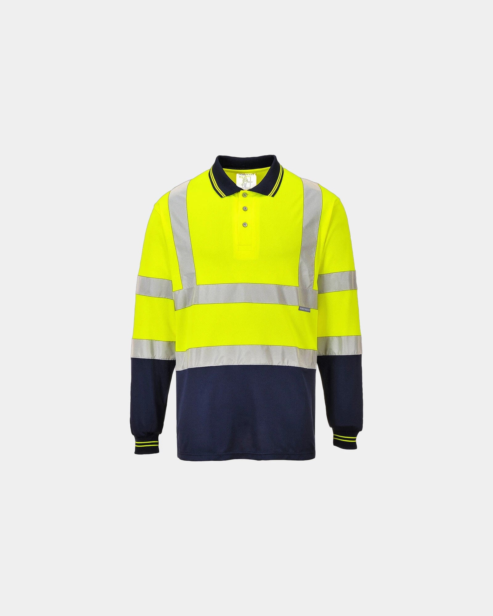 Custom breathable long sleeve polo Portwest - Yellow-Navy