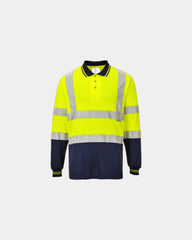 Custom breathable long sleeve polo Portwest - Yellow-Navy