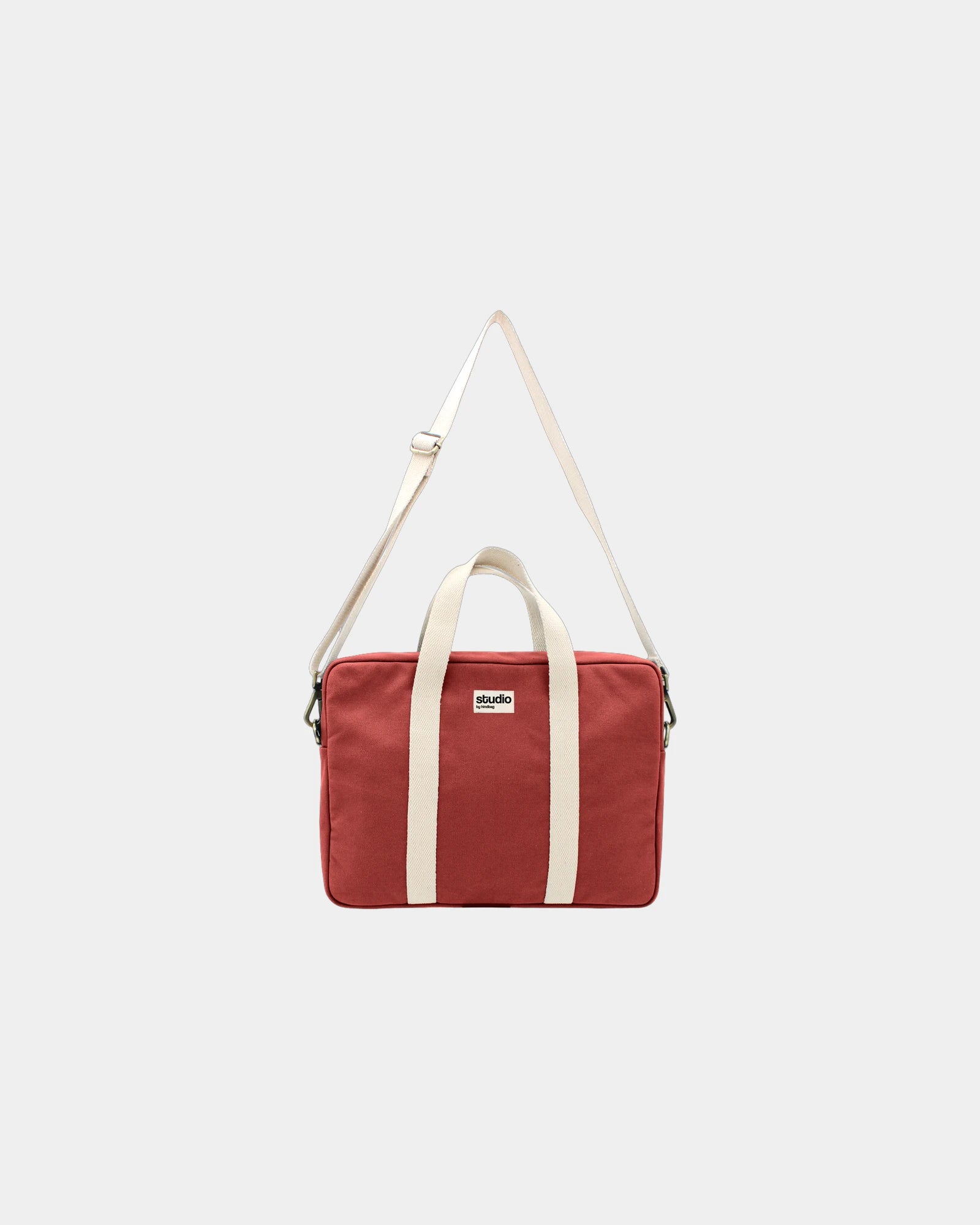 Custom organic cotton laptop bag Hindbag Luis - Brick Red