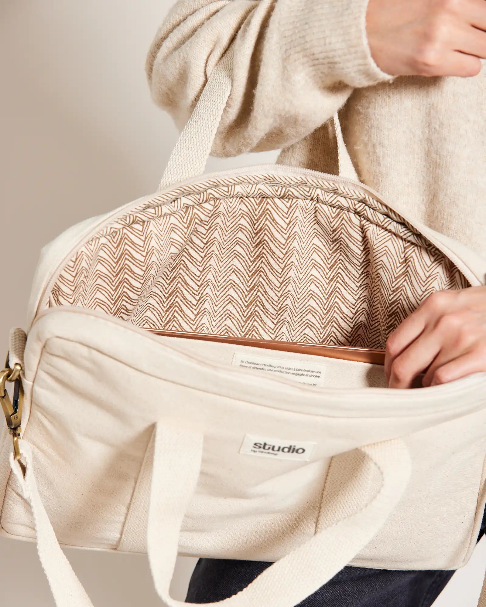 Custom organic cotton laptop bag Hindbag Luis - 1