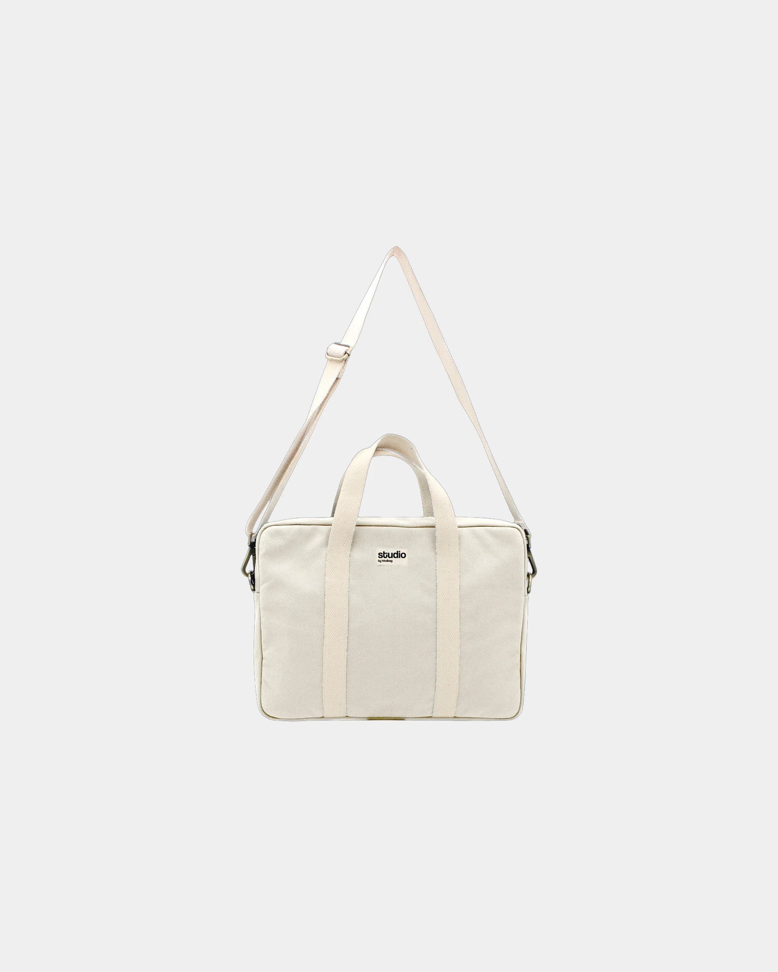 Custom organic cotton laptop bag Hindbag Luis - Ecru