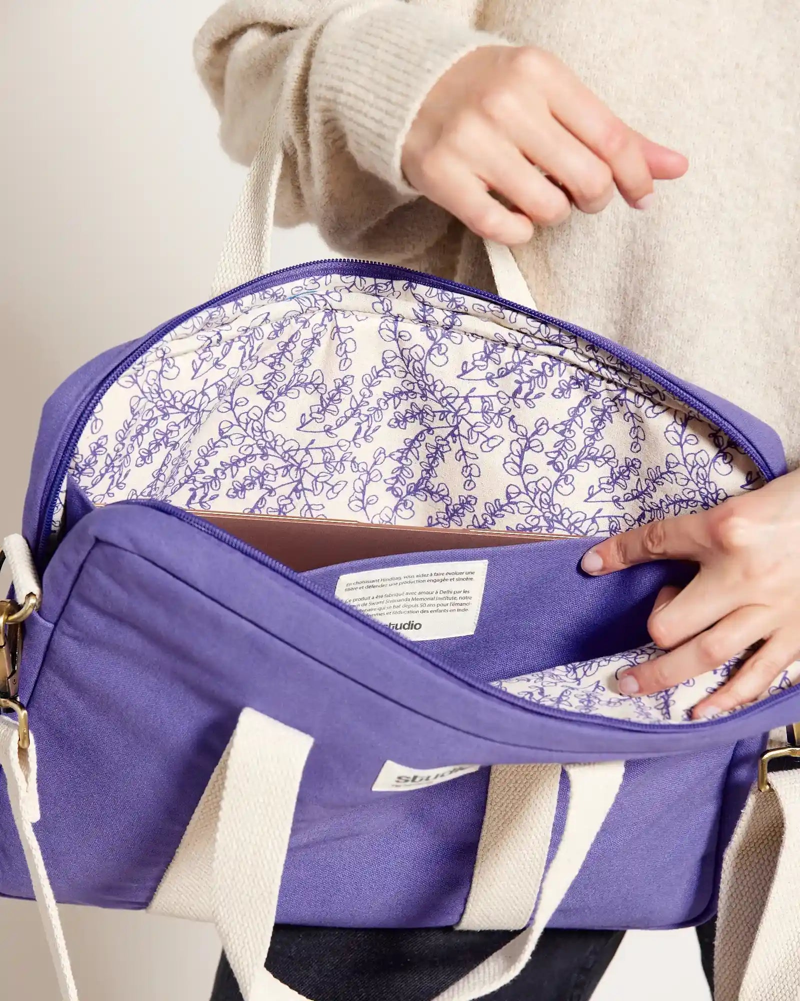 Custom organic cotton laptop bag Hindbag Luis - 19