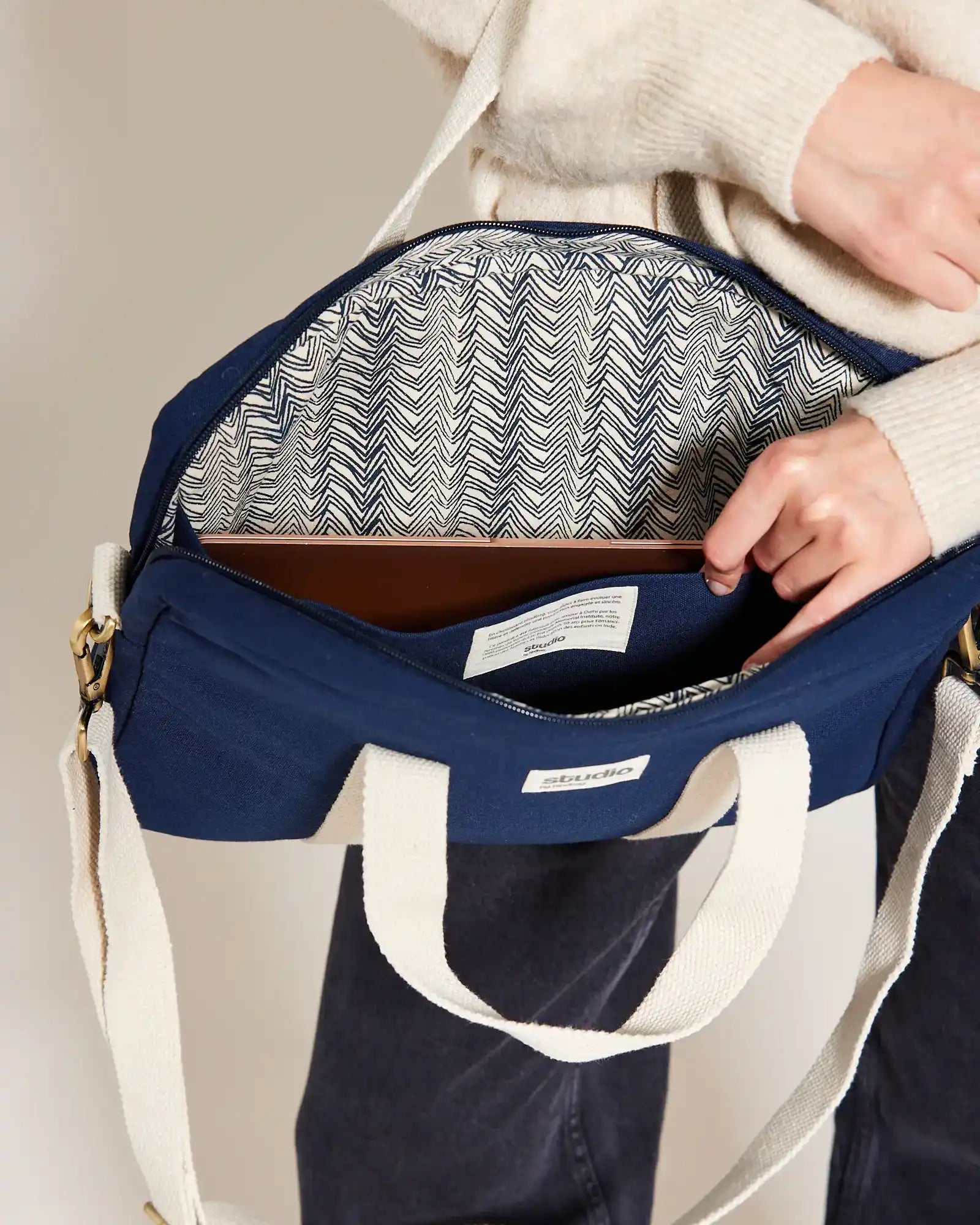 Custom organic cotton laptop bag Hindbag Luis - 5