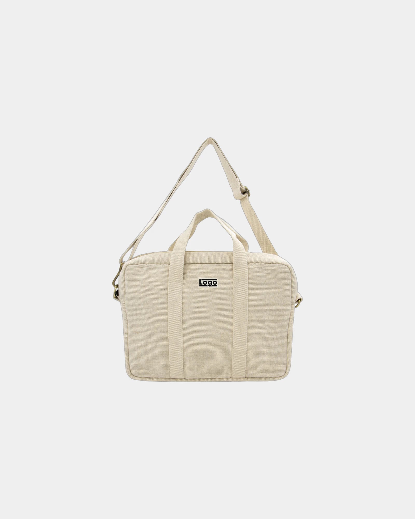 Custom organic cotton laptop bag Hindbag Luis - Jute