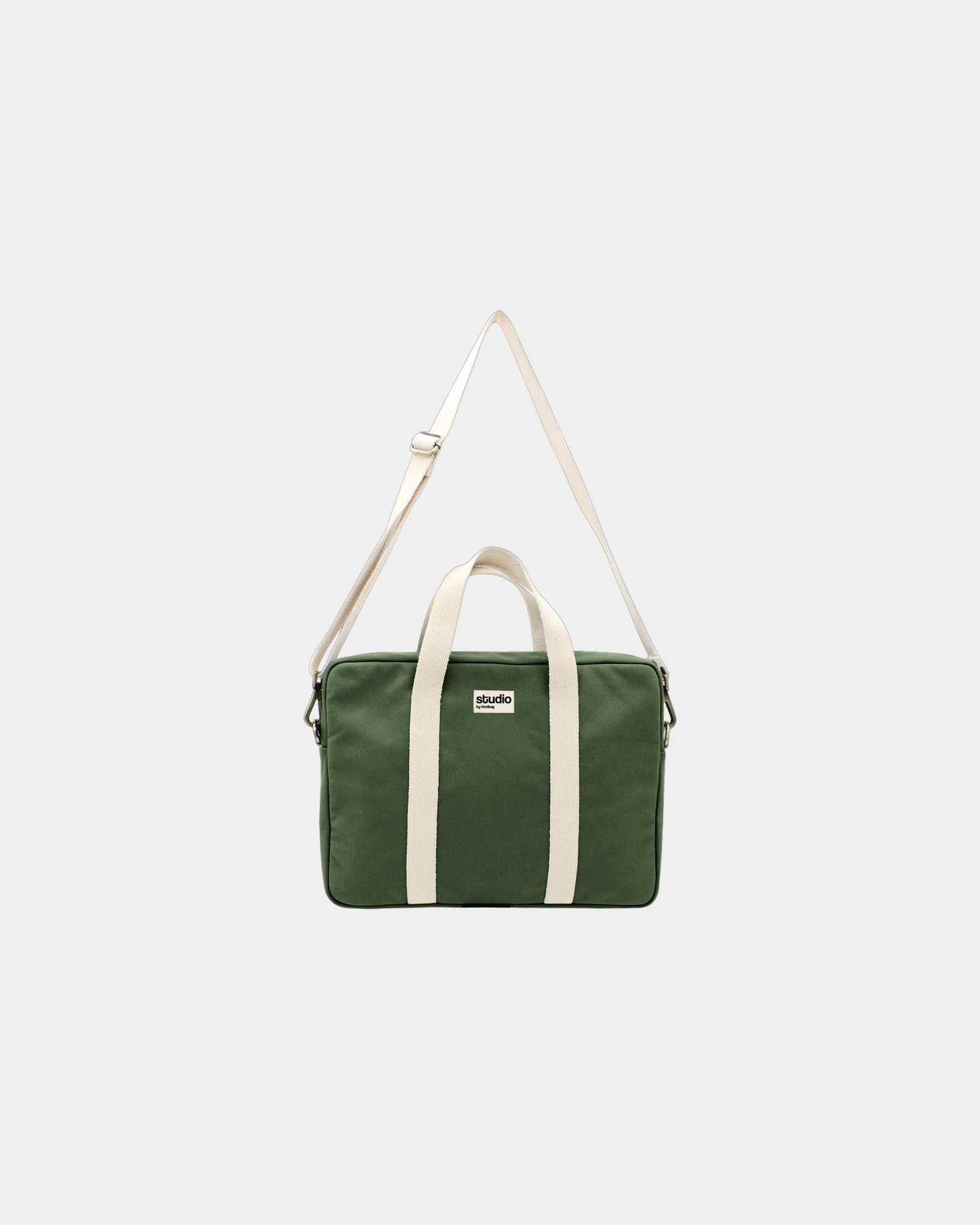 Custom organic cotton laptop bag Hindbag Luis - Olive